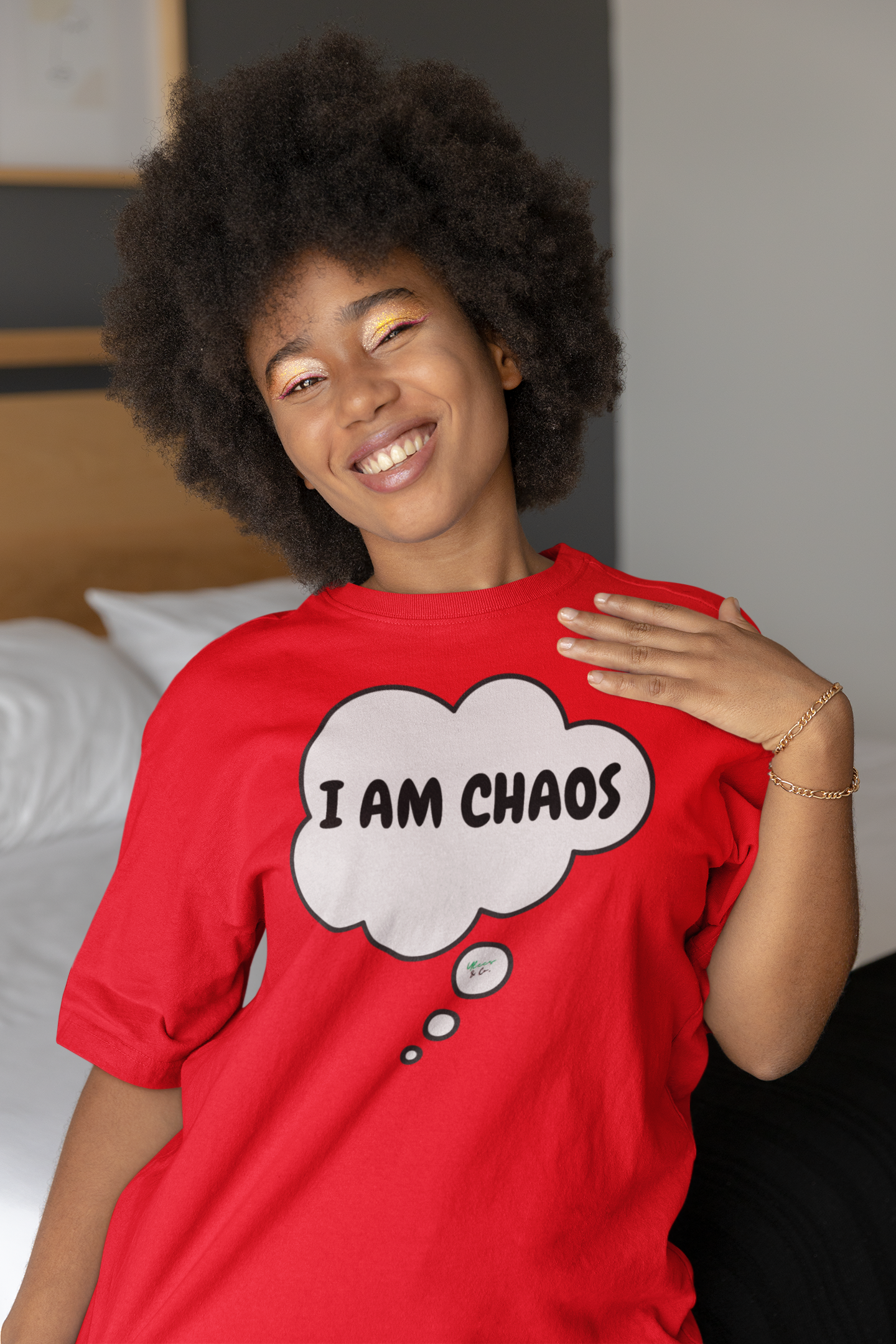 I AM CHAOS T-SHIRT IN THOUGHT BUBBLE UNISEX TSHIRT FUNNY SAYINGS T SHIRT SARCASTIC SAYINGS T-SHIRT SARCASM TEES