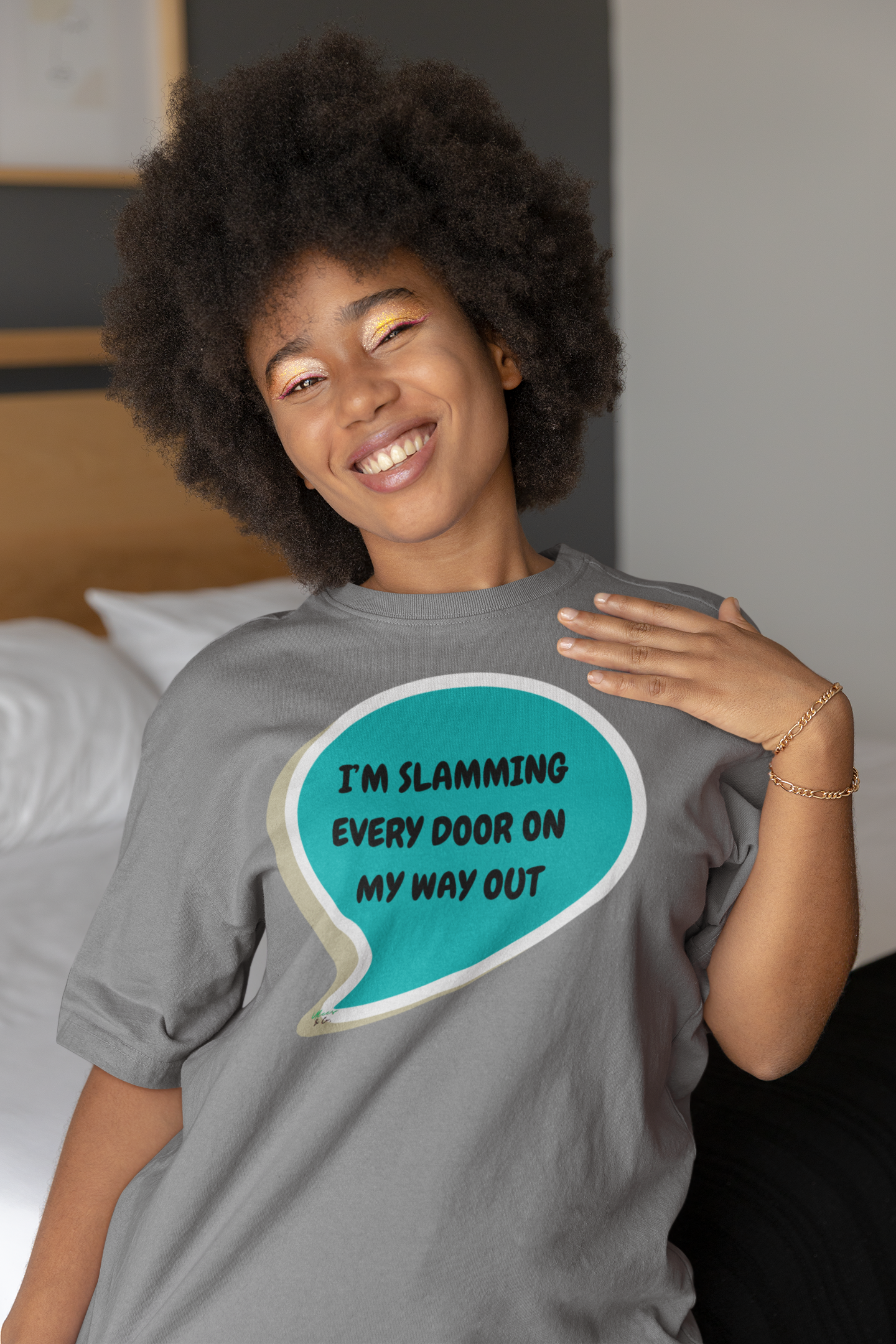 I'M SLAMMING EVERY DOOR ON MY WAY OUT T-SHIRT IN SPEECH BUBBLE UNISEX TSHIRT FUNNY SAYINGS T SHIRT SARCASTIC SAYINGS T-SHIRT SARCASM TEES