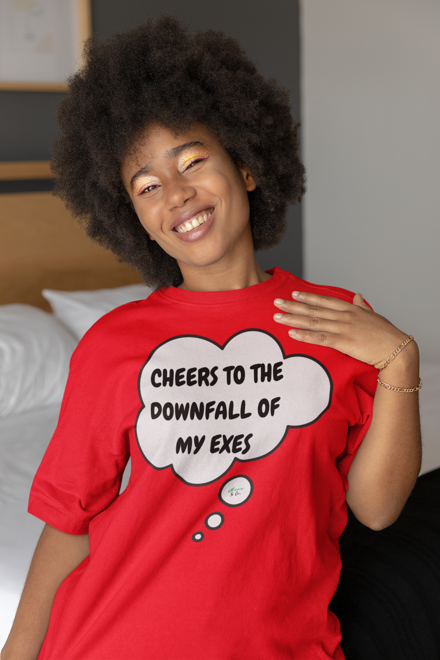 CHEERS TO THE DOWNFALL OF MY EXES T-SHIRT IN THOUGHT BUBBLE UNISEX TSHIRT FUNNY SAYINGS T SHIRT SARCASTIC SAYINGS T-SHIRT SARCASM TEES GIFTS FOR WOMEN GIFT FOR MEN