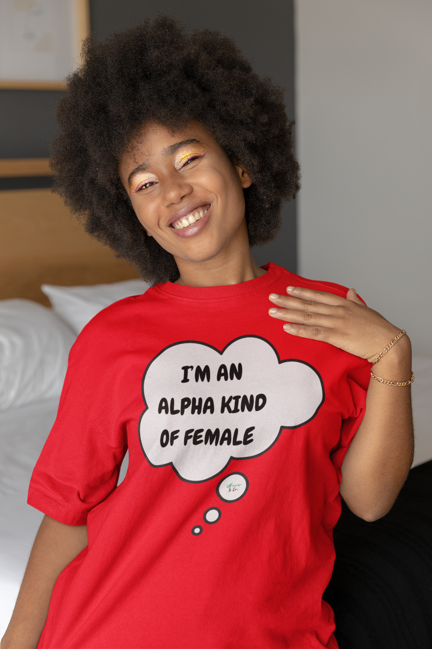 I'M AN ALPHA KIND OF FEMALE T-SHIRT IN THOUGHT BUBBLE GRAPHIC UNISEX TSHIRT FUNNY SAYINGS T SHIRT SARCASTIC SAYINGS T-SHIRT SARCASM TEES GIFTS FOR WOMEN GIFT FOR MEN
