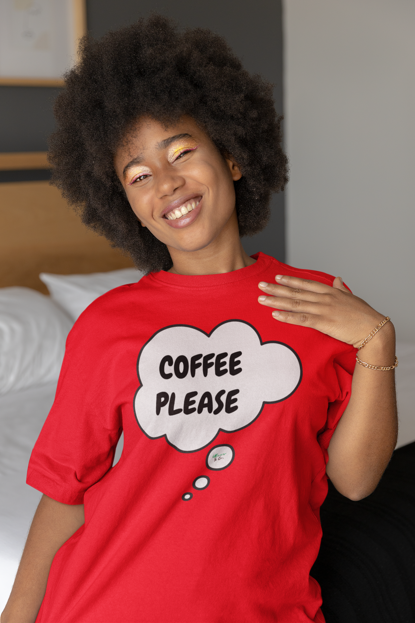 COFFEE DRINKER T-SHIRT FOR COFFEE LOVER COFFEE PLEASE IN GRAPHIC UNISEX T-SHIRT BIRTHDAY GIFT FOR CAFFINE LOVER TEES FOR FATHER'S DAY COFFEE GIFT THOUGHT BUBBLE UNIQUE GIFTS FOR MOTHER'S DAY