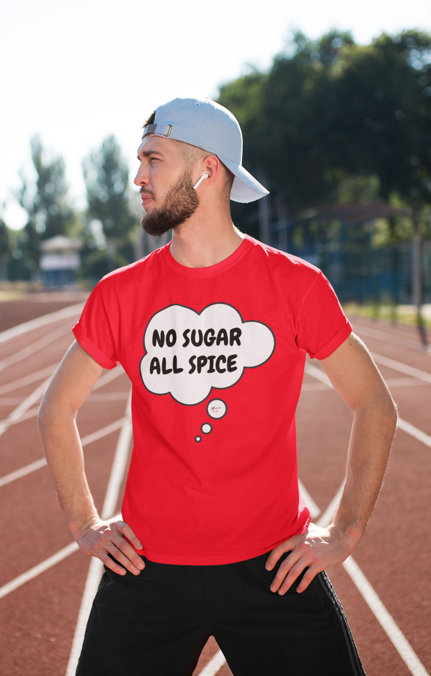 NO SUGAR ALL SPICE  T-SHIRT IN THOUGHT BUBBLE UNISEX TSHIRT FUNNY SAYINGS T SHIRT SARCASTIC SAYINGS T-SHIRT SARCASM TEES