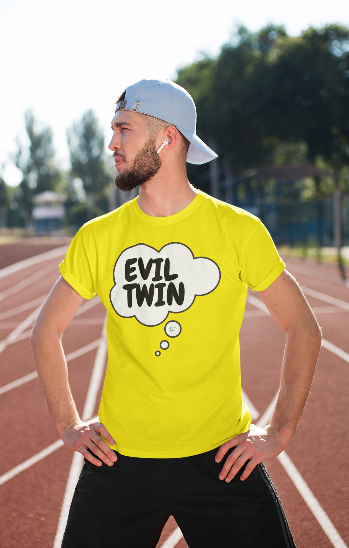 EVIL TWIN T-SHIRT UNIQUE GRAPHIC UNISEX THOUGHT BUBBLE DESIGN SHIRT STREETWEAR FASHION FUNNY SAYINGS TEES SARCASTIC SAYINGS T-SHIRT HILARIOUS SHIRTS SARCASM TEES BIRTHDAY GIFTS FOR WOMEN GIFT FOR MEN CLOTHING BRAND