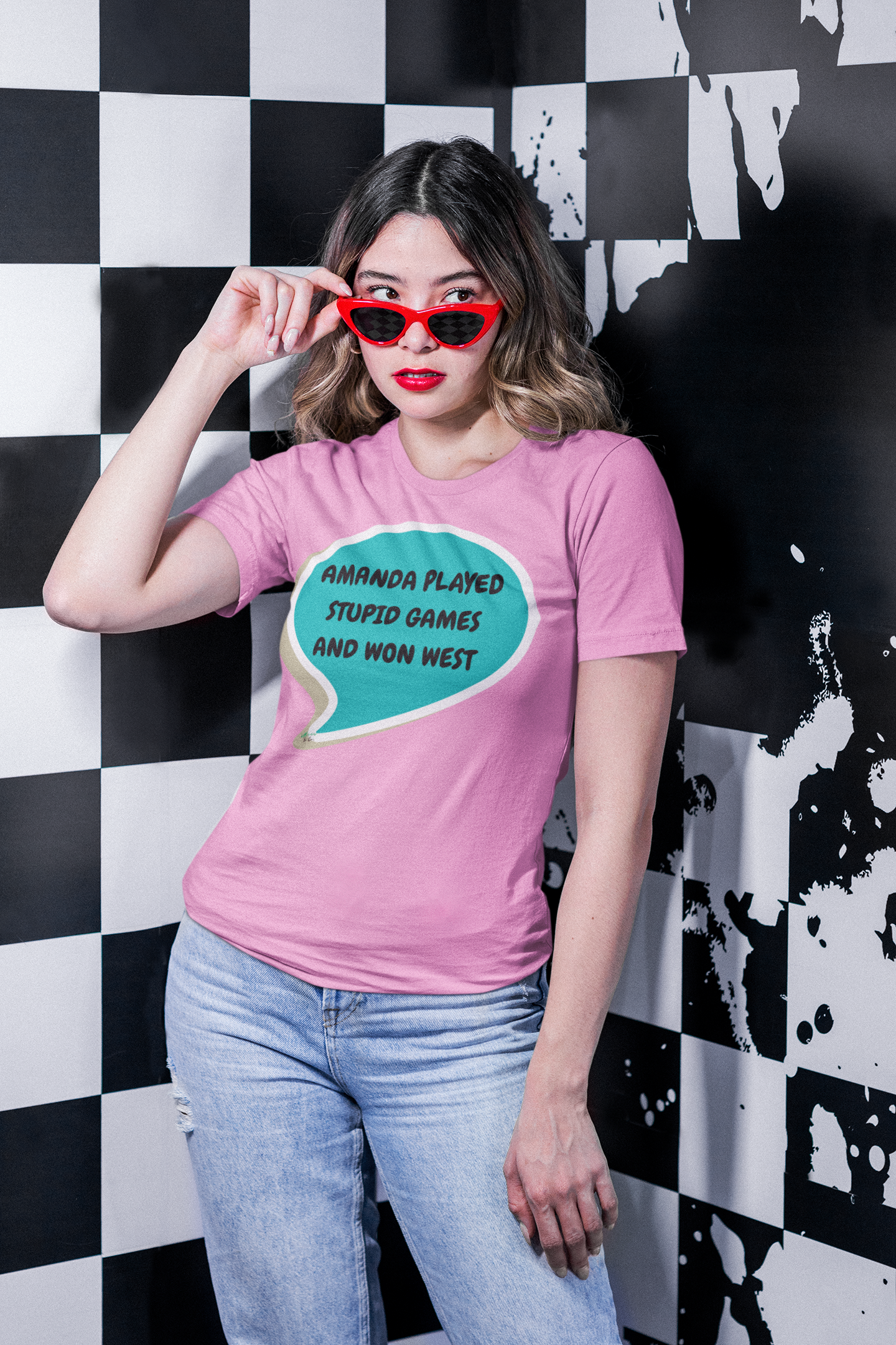 AMANDA PLAYED STUPID GAMES AND WON WEST T-SHIRT SUMMER HOUSE INSPIRED TEES IN SPEECH BUBBLE BRAVO DRAMA TEE SHIRTS UNIQUE GRAPHIC UNISEX T-SHIRTS GIFT FOR CIARA MILLER AMANDA BATULA WEST WILSON MEN GIFT FOR WOMEN TEE FOR MEN