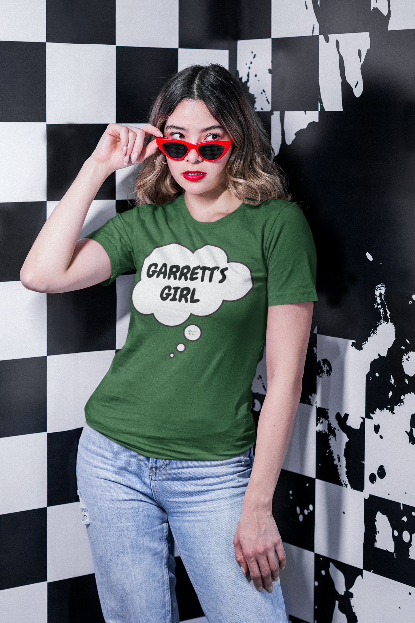 GARRETT'S GIRL T-SHIRT HOCKEY PLAYER UNIQUE GRAPHIC UNISEX THOUGHT BUBBLE DESIGN SHIRT STREETWEAR FASHION OFF CAMPUS TEES OFF CAMPUS SERIES FOR HOCKEY TEAM FANS T-SHIRT GARRETT GRAHAM CHARACTER TEES GIFTS FOR WOMEN