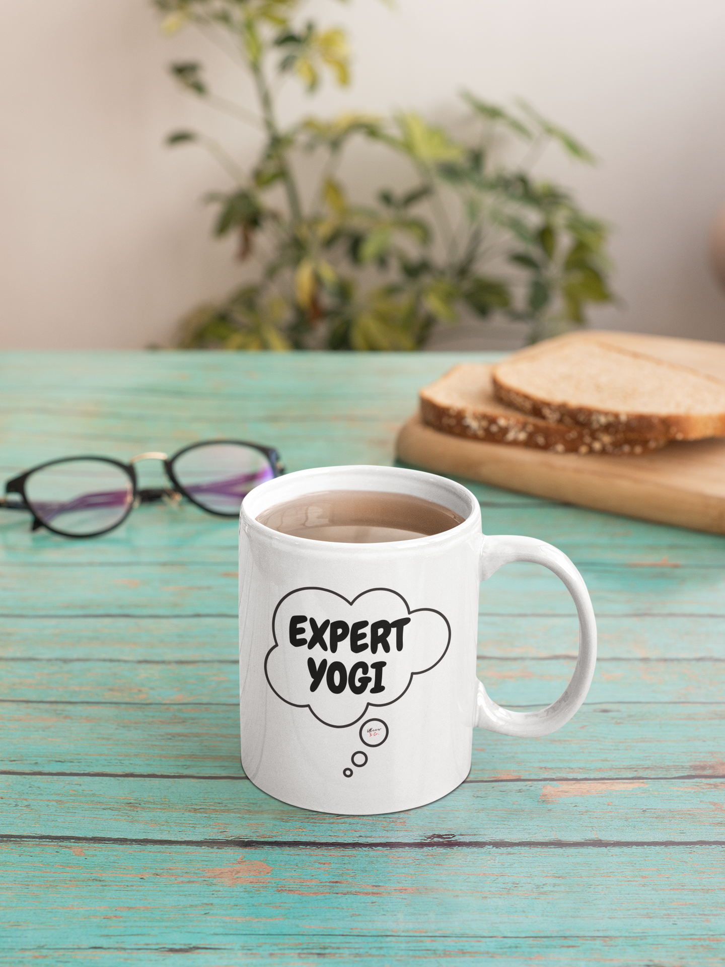 EXPERT YOGI COFFEE MUG IN THOUGHT BUBBLE CERAMIC MUG 11oz NAMASTE GIFT FOR YOGI GIFT FOR YOGA EXERCISE AND HEALTHY LIVING GIFT FOR HEAD YOGI IN CHARGE