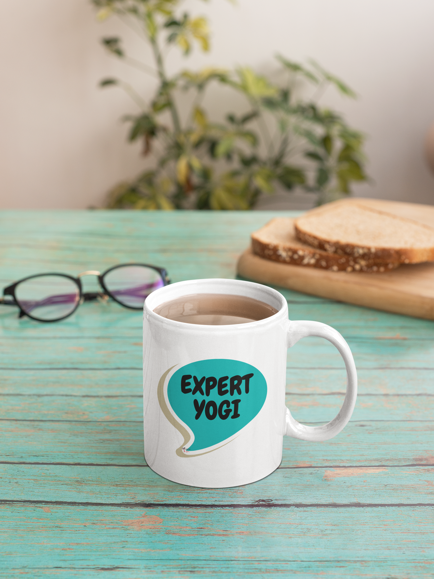 EXPERT YOGI COFFEE MUG IN SPEECH BUBBLE CERAMIC MUG 11oz NAMASTE GIFT FOR YOGI GIFT FOR YOGA EXERCISE AND HEALTHY LIVING GIFT FOR HEAD YOGI IN CHARGE