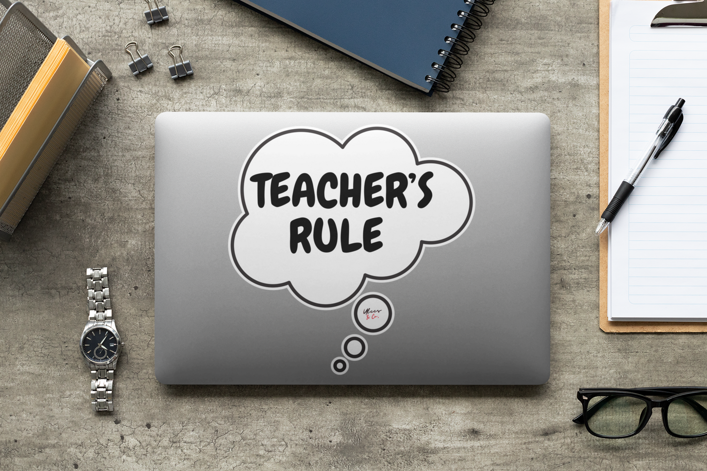 TEACHER'S RULE SINGLE STICKER IN THOUGHT BUBBLE TEACHER APPRECIATION STICKERS WHITE STICKER TRANSPARENT STICKER GIFT FOR TEACHERS