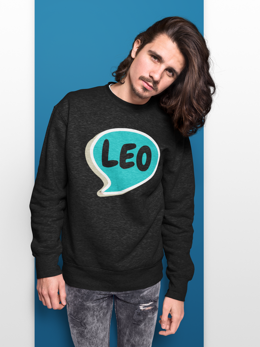 LEO ZODIAC SIGN SWEATSHIRT IN SPEECH BUBBLE UNISEX CREWNECK PULLOVER SWEATSHIRT HOROSCOPE LEO ZODIAC SIGNS SWEATER ASTRONOMY LEO SIGNS SWEATSHIRT LEO ZODIAC SYMBOLS SWEATSHIRT LEO SIGN ZODIAC SEASON