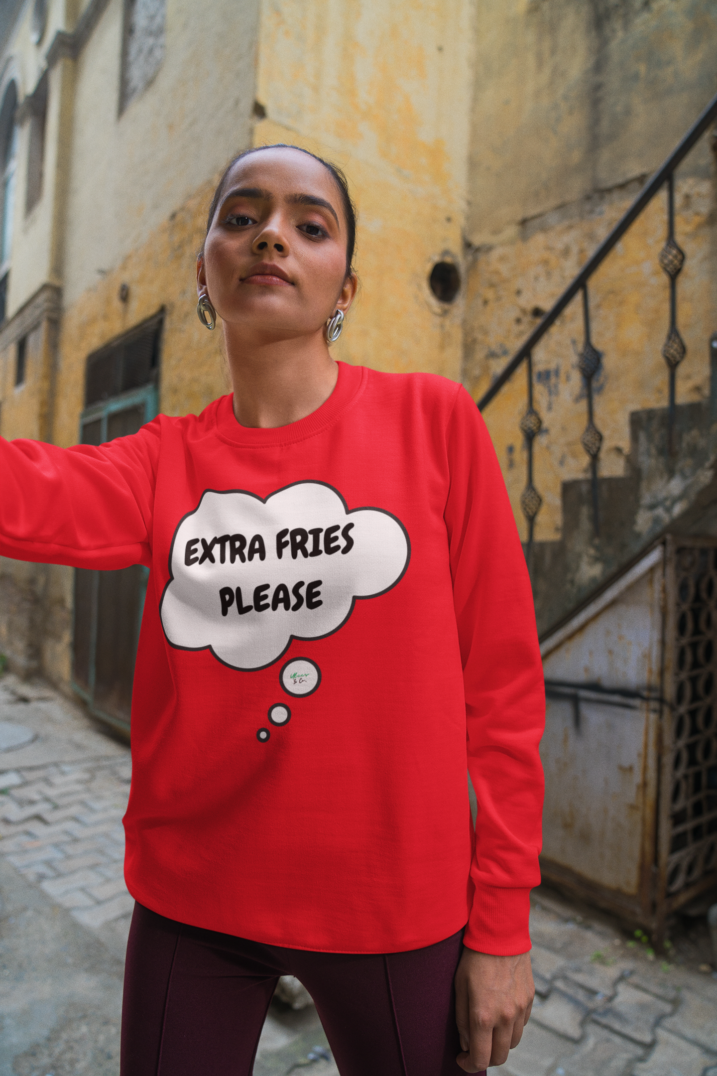 EXTRA FRIES PLEASE SWEATSHIRT IN THOUGHT BUBBLE UNISEX CREWNECK PULLOVER SWEATSHIRT FUNNY SAYINGS SWEATER SARCASTIC SAYINGS SWEATSHIRTS FOR WOMEN SWEATSHIRTS FOR MEN