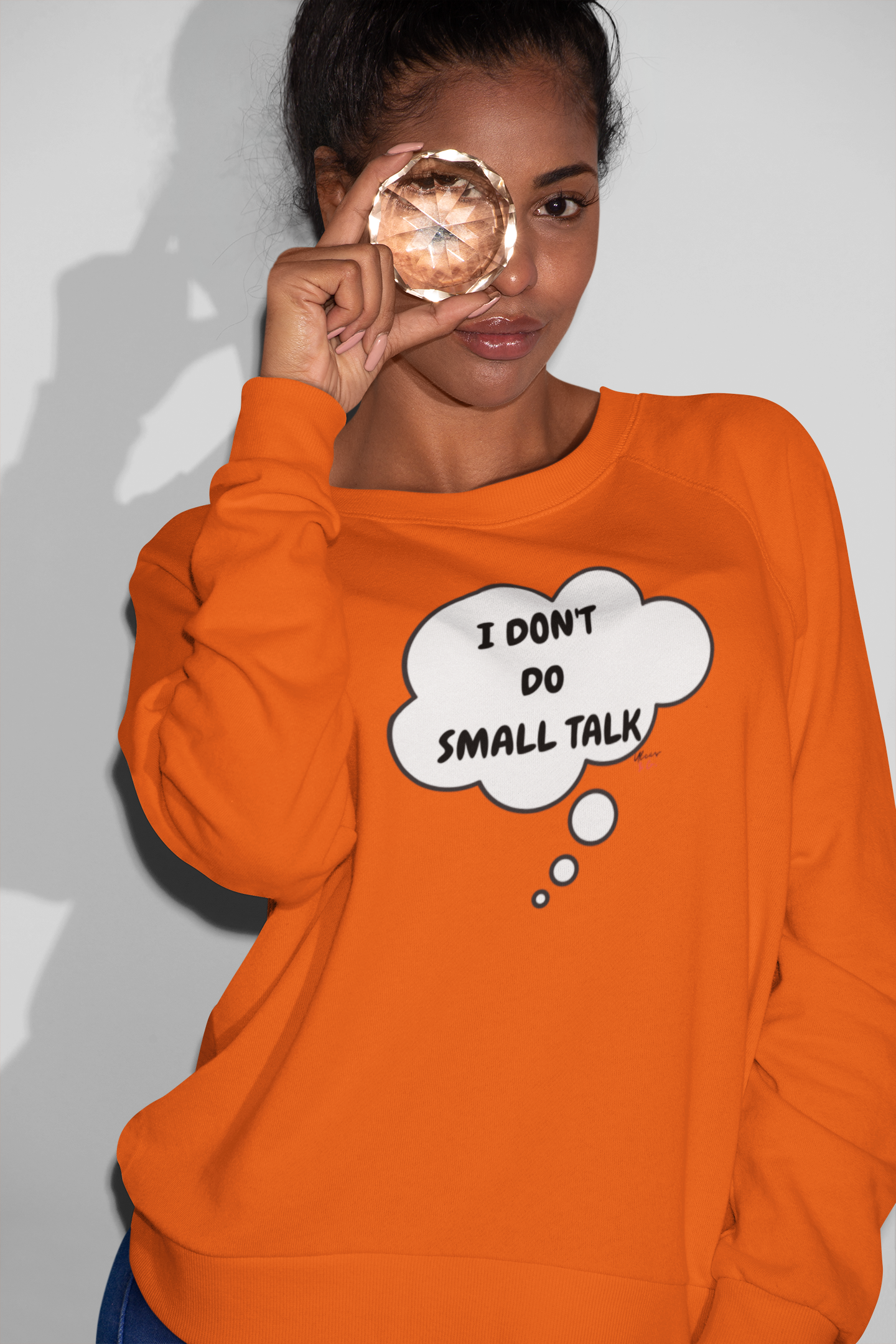 I DON'T DO SMALL TALK THOUGHT BUBBLE SWEATSHIRT SARCASTIC SWEATERS FOR HER FUNNY SAYINGS FOR GIFT FOR HIM UNISEX PULLOVER CREWNECK SWEATSHIRTS TRENDY FUN