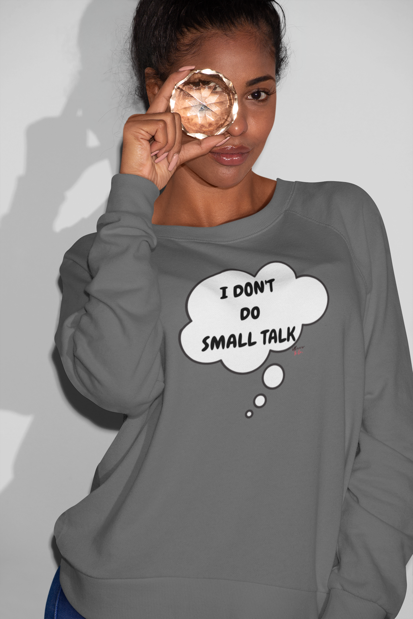 I DON'T DO SMALL TALK THOUGHT BUBBLE SWEATSHIRT SARCASTIC SWEATERS FOR HER FUNNY SAYINGS FOR GIFT FOR HIM UNISEX PULLOVER CREWNECK SWEATSHIRTS TRENDY FUN