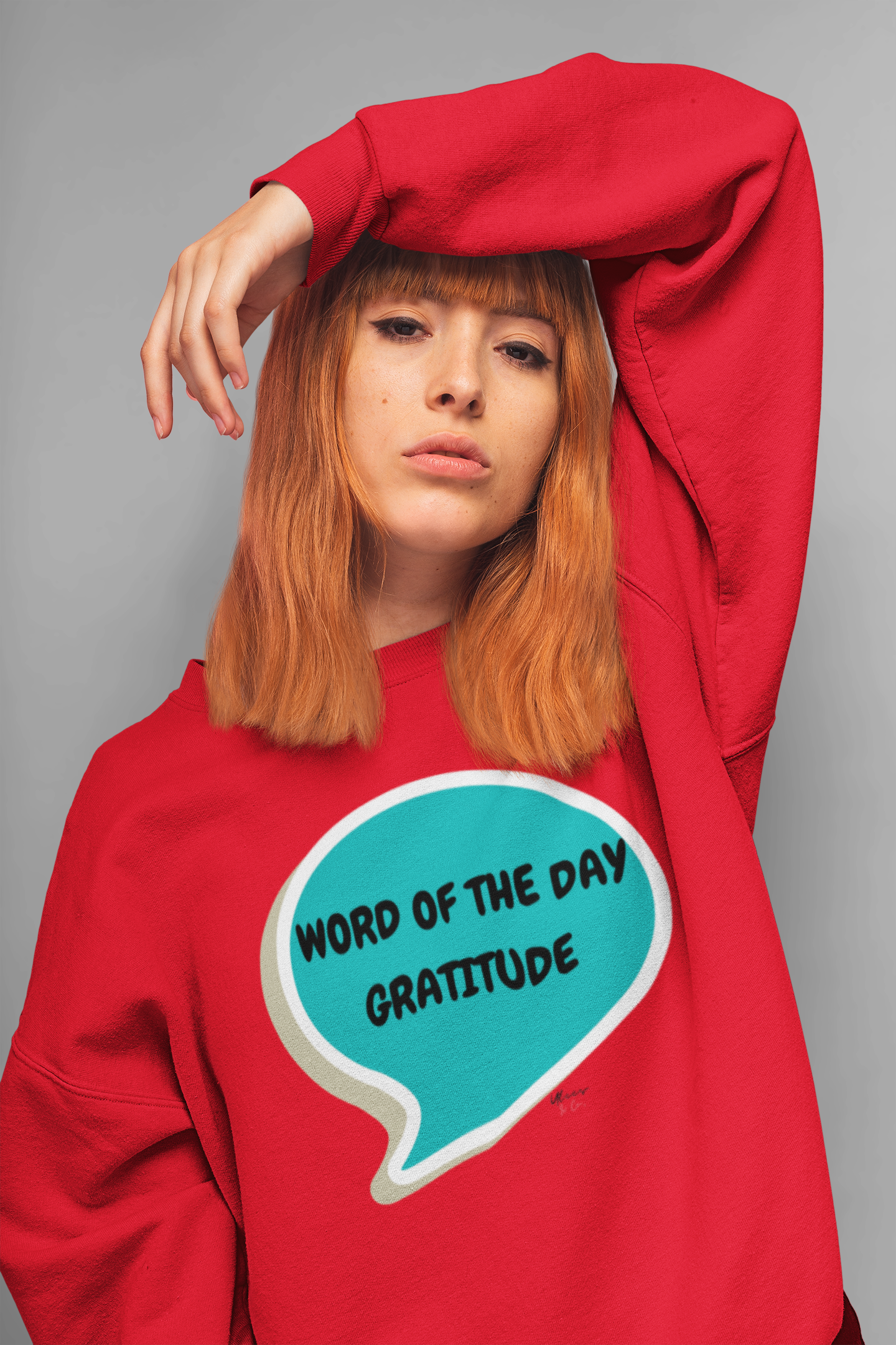 WORD OF THE DAY "GRATITUDE " IN SPEECH BUBBLE UNISEX PULLOVER SWEATSHIRT CREWNECK MOTIVATIONAL SWEATER FOR WOMEN MENTAL HEALTH SWEATSHIRT FOR MEN WELLNESS GIFT