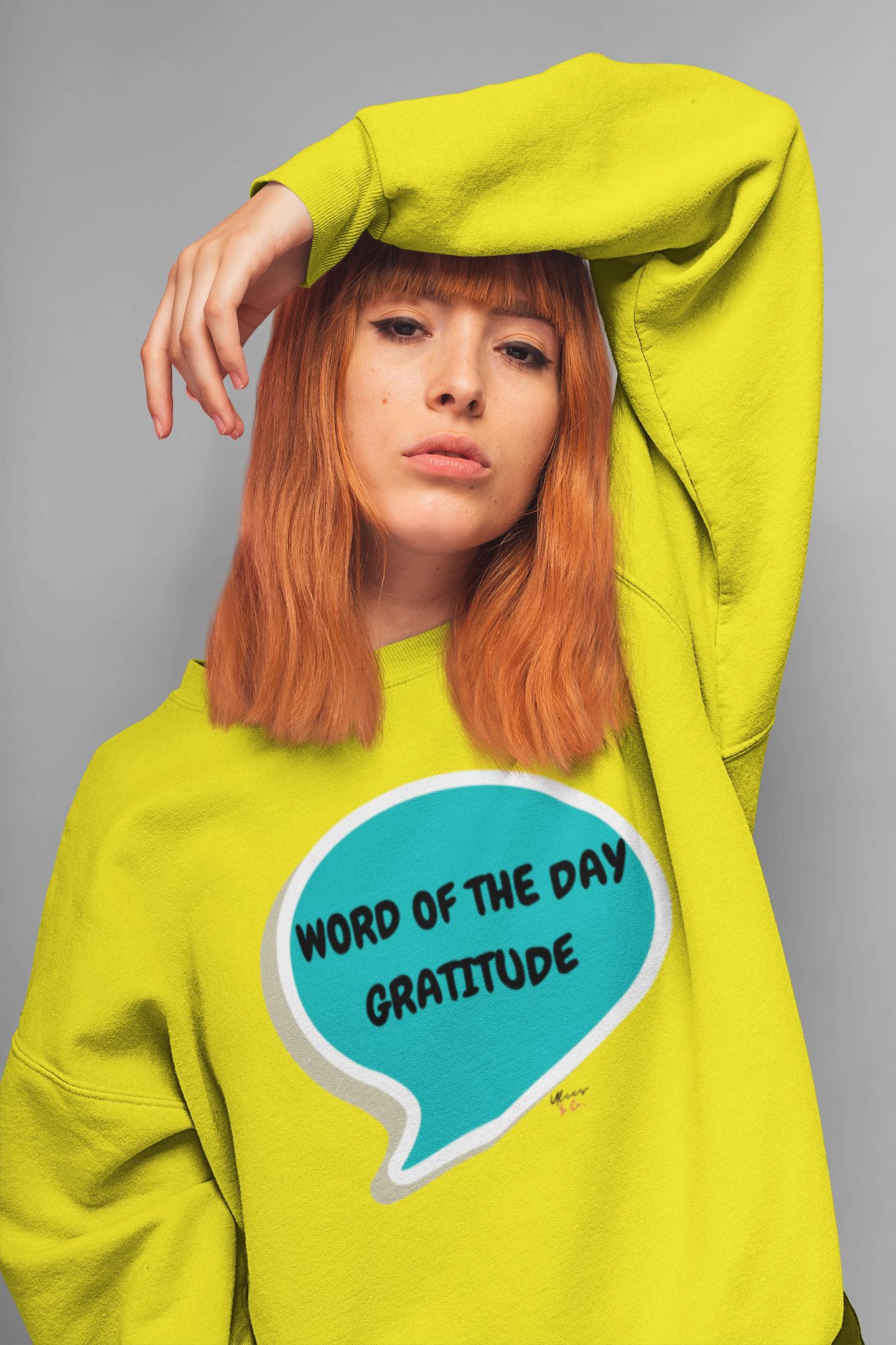 WORD OF THE DAY "GRATITUDE " IN SPEECH BUBBLE UNISEX PULLOVER SWEATSHIRT CREWNECK MOTIVATIONAL SWEATER FOR WOMEN MENTAL HEALTH SWEATSHIRT FOR MEN WELLNESS GIFT