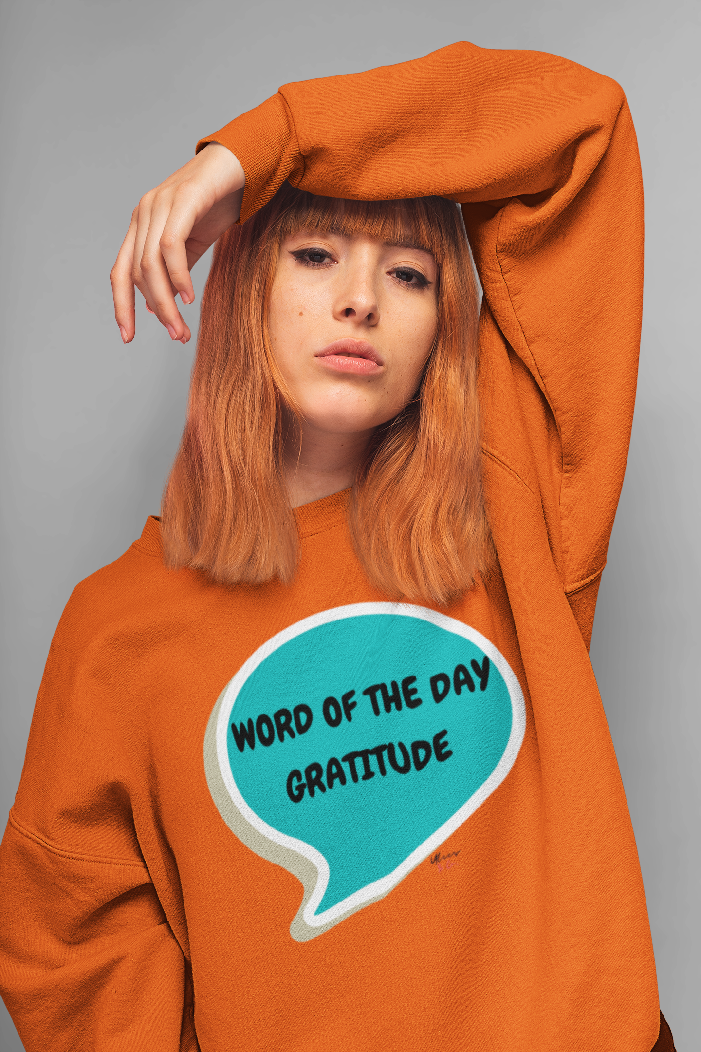 WORD OF THE DAY "GRATITUDE " IN SPEECH BUBBLE UNISEX PULLOVER SWEATSHIRT CREWNECK MOTIVATIONAL SWEATER FOR WOMEN MENTAL HEALTH SWEATSHIRT FOR MEN WELLNESS GIFT