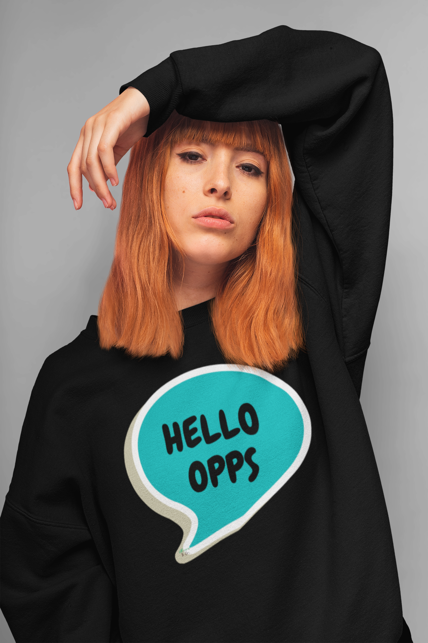 HELLO OPPS OPPONENTS TEES TSHIRTS TO ADDRESS HATERS IN PULLOVER CREWNECK SWEATSHIRT SPEECH BUBBLE DESIGN UNIQUE GRAPHIC UNISEX SWEATER STREETWEAR FASHION BIRTHDAY GIFTS FOR WOMEN GIFT FOR MEN