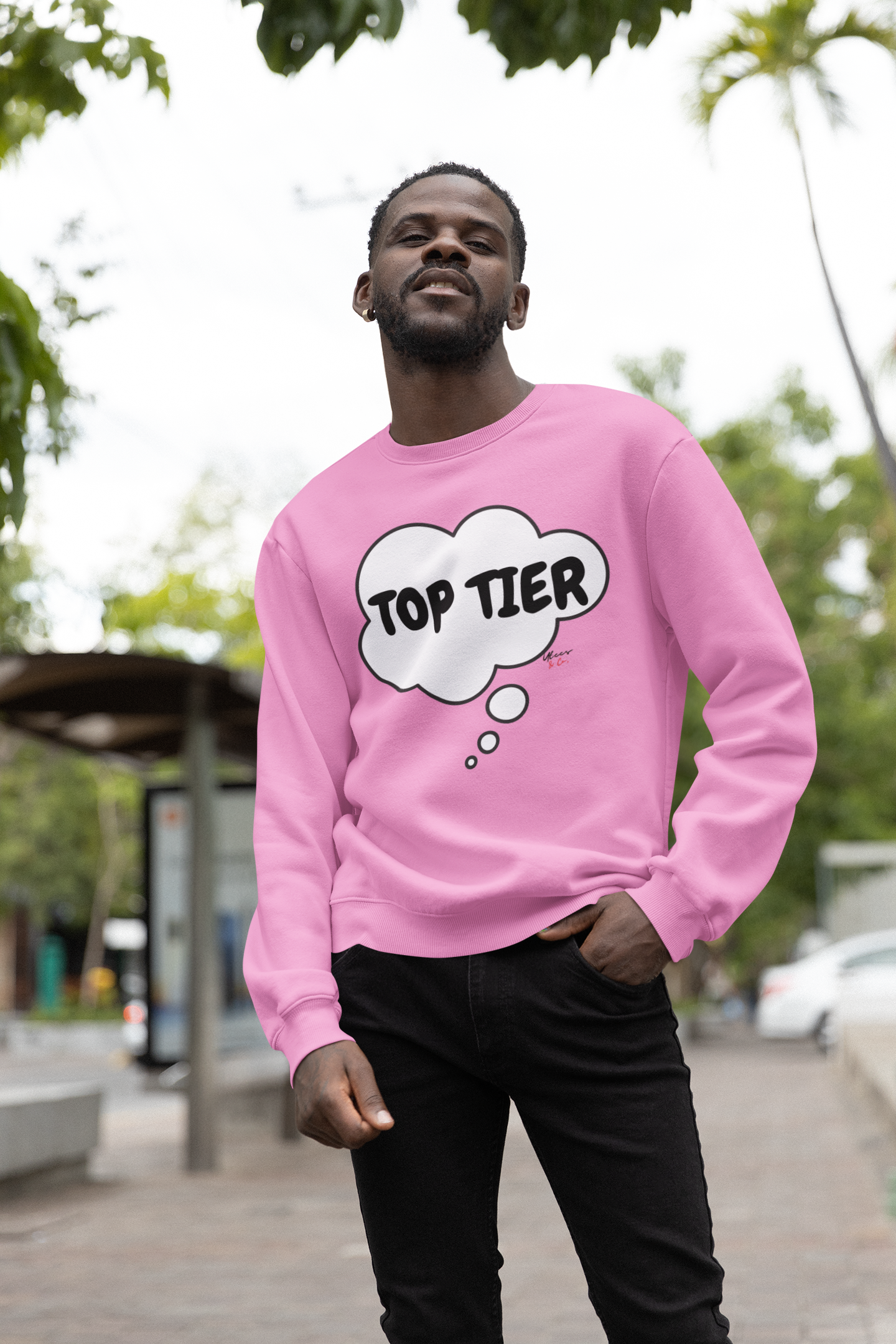 TOP TIER IN THOUGHT BUBBLE UNISEX PULLOVER CREWNECT SWEATSHIRTS SELF-CARE SWEATERS FOR WOMEN SELF-LOVE SWEATSHIRT FOR MEN WELLNESS GIFTS INSPIRATIONAL LOVE YOURSELF