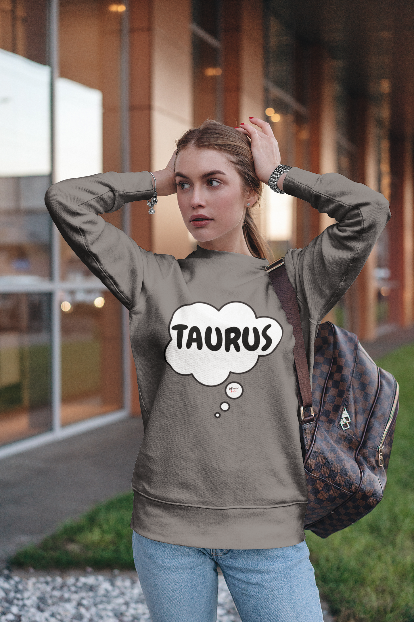 TAURUS ZODIAC SIGN IN THOUGHT BUBBLE UNISEX CREWNECK PULLOVER SWEATSHIRT HOROSCOPE TAURUS SIGN SWEATERS FOR HIM SWEATSHIRTS FOR HER ASTROLOGY TAURUS SIGNS GIFTS