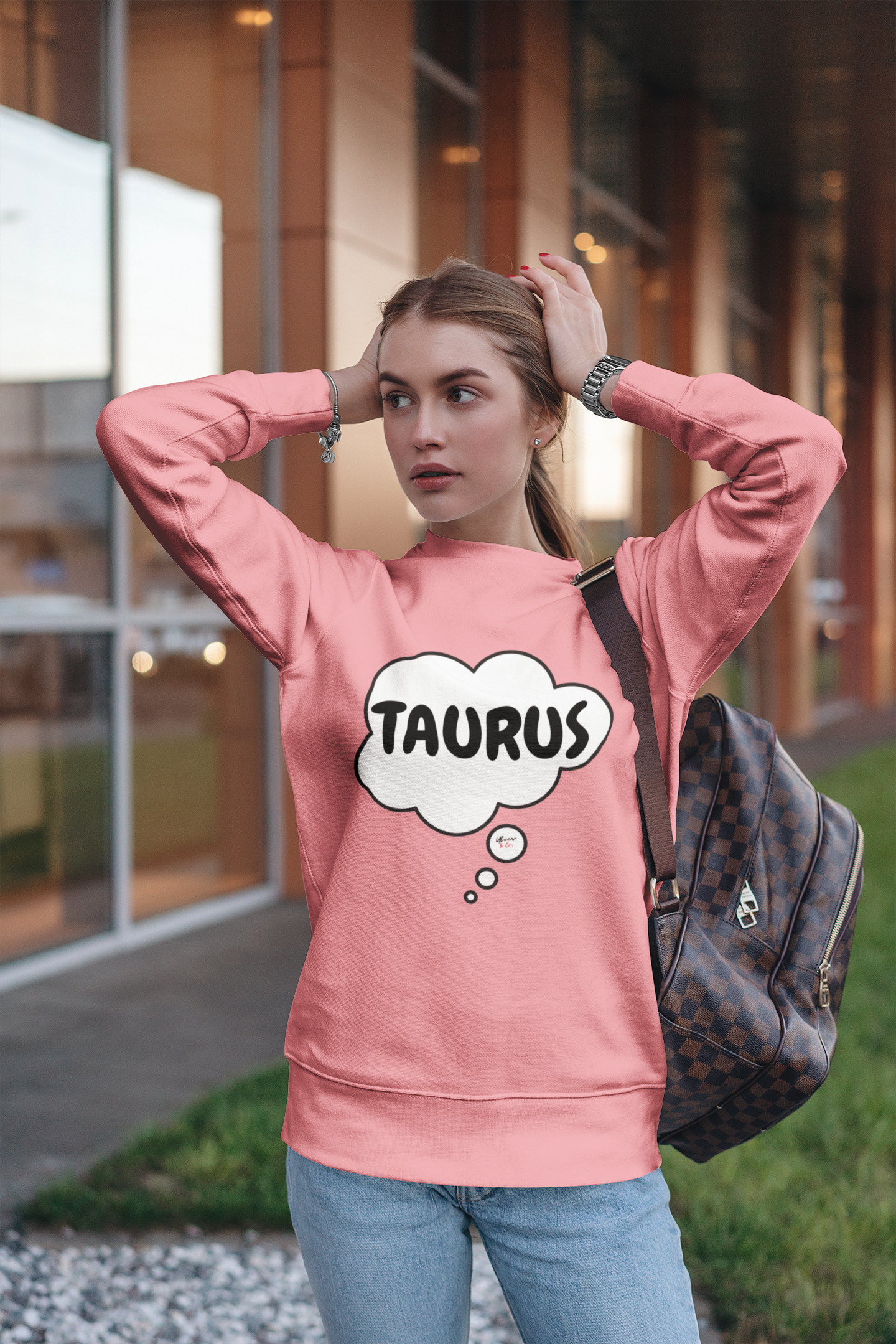 TAURUS ZODIAC SIGN IN THOUGHT BUBBLE UNISEX CREWNECK PULLOVER SWEATSHIRT HOROSCOPE TAURUS SIGN SWEATERS FOR HIM SWEATSHIRTS FOR HER ASTROLOGY TAURUS SIGNS GIFTS