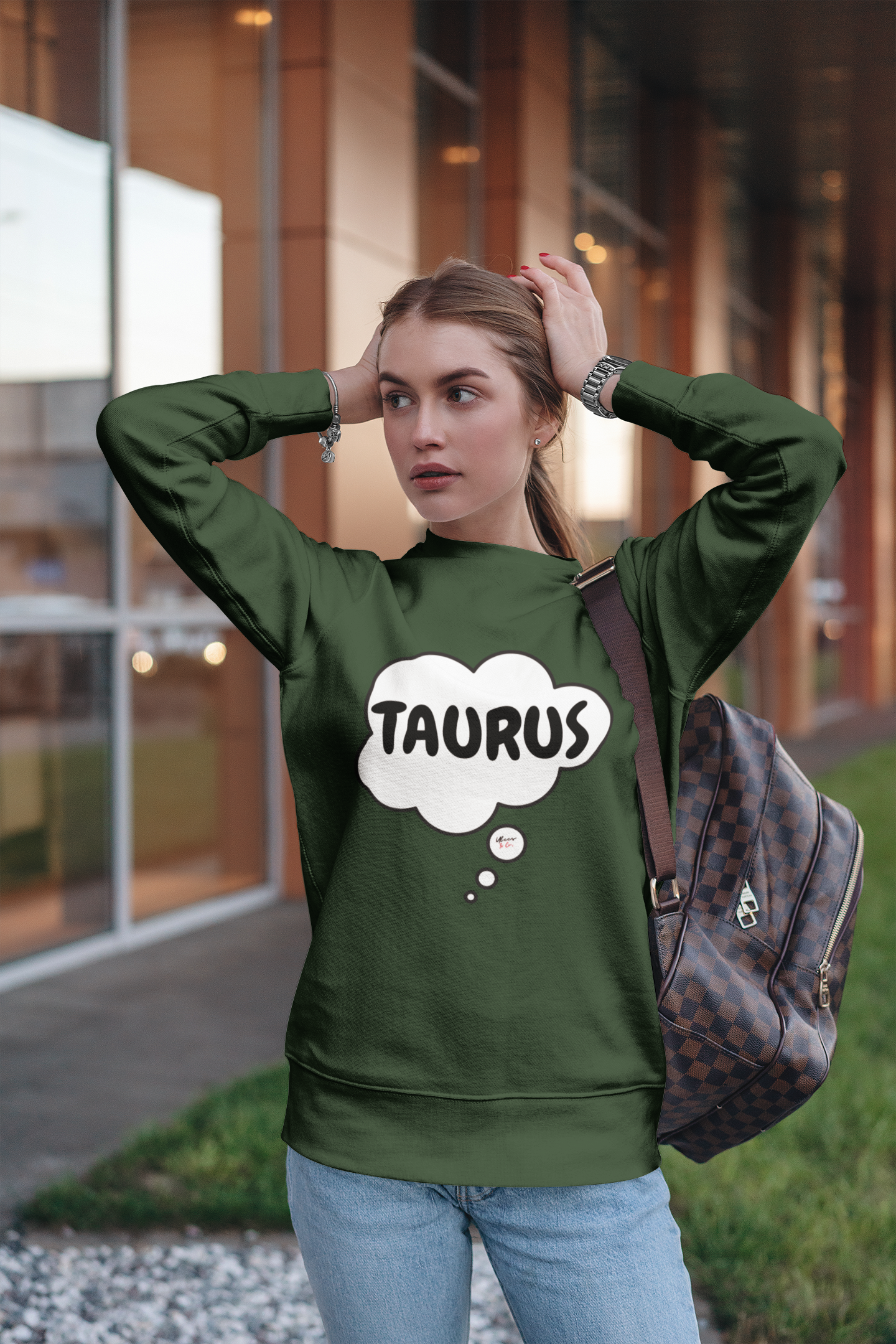 TAURUS ZODIAC SIGN IN THOUGHT BUBBLE UNISEX CREWNECK PULLOVER SWEATSHIRT HOROSCOPE TAURUS SIGN SWEATERS FOR HIM SWEATSHIRTS FOR HER ASTROLOGY TAURUS SIGNS GIFTS