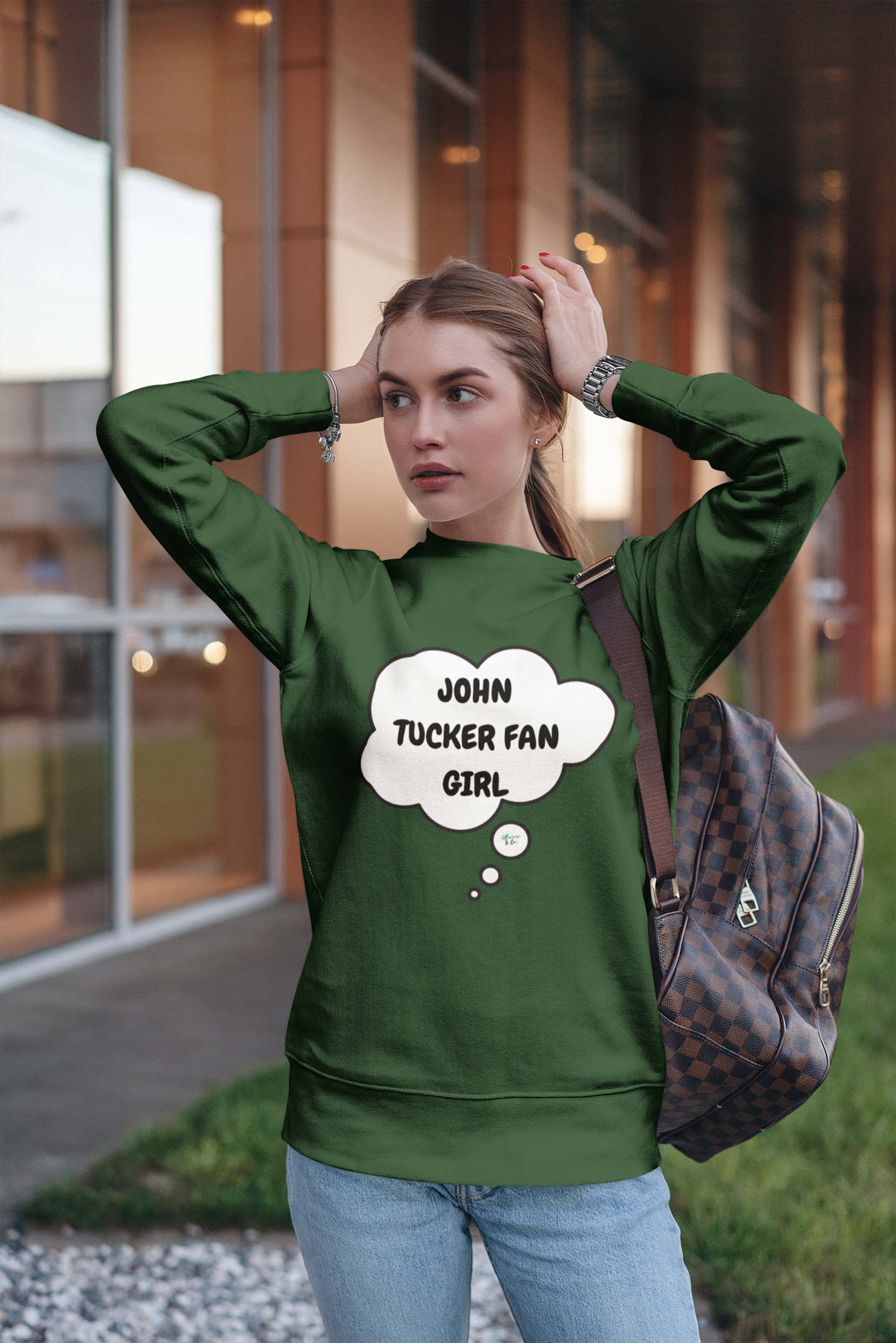 JOHN TUCKER FAN GIRL SWEATSHIRT HOCKEY UNIQUE GRAPHIC UNISEX PULLOVER SWEATSHIRT SPEECH BUBBLE OFF CAMPUS TEES TUCK FAN OFF CAMPUS SERIES HOCKEY TEAMT SWEATSHIRT JOHN TUCKER CHARACTER SWEATERS BIRTHDAY GIFTS FOR WOMEN GIFT FOR MEN