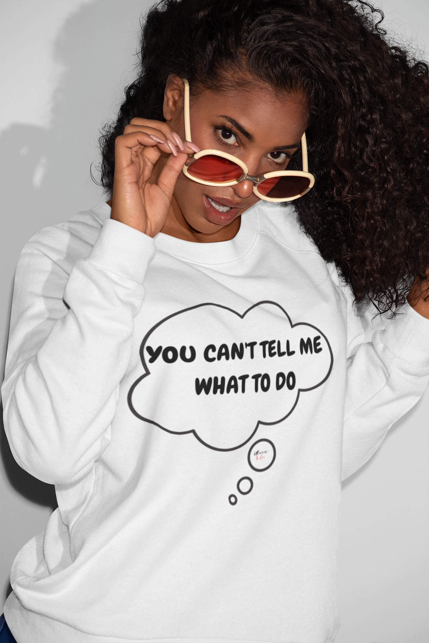 YOU CAN'T TELL ME WHAT TO DO SWEATSHIRT IN THOUGHT BUBBLE UNISEX PULLOVER CREWNECK SWEATSHIRT FOR WOMEN SARCASTIC SWEATERS FOR MEN FUNNY SAYINGS GIFTS