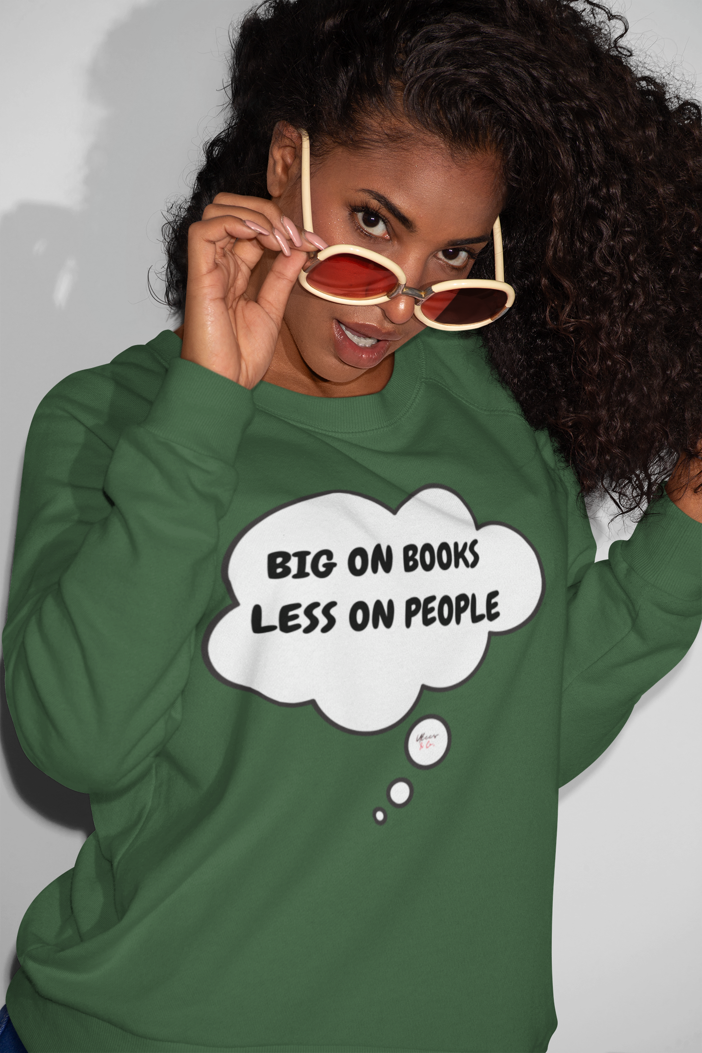 BIG ON BOOKS LESS ON PEOPLE IN THOUGHT BUBBLE UNISEX PULLOVER CREWNECK SWEATSHIRT GIFT SWEATSHIRT FOR WOMEN SWEATER FOR MEN SARCASTIC SWEATSHIRT FUNNY SAYINGS SWEATERS