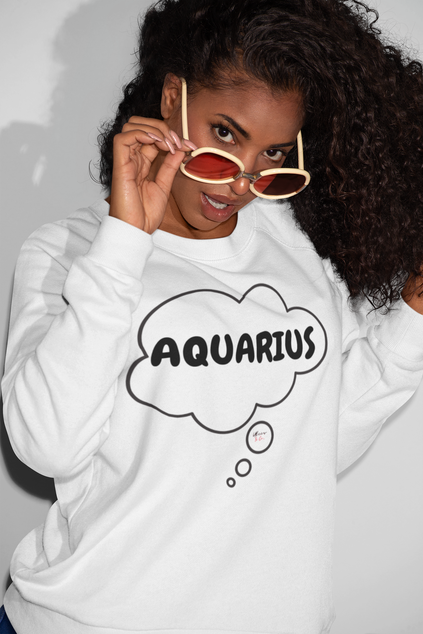 AQUARIUS ZODIAC SIGN IN THOUGHT BUBBLE UNISEX PULLOVER CREWNECK SWEATSHIRT GIFT FOR WOMEN BIRTHDAY AQUARIUS SIGN SWEATSHIRT GIFT FOR MEN HOROSCOPE AQUARIUS SIGN SWEATER