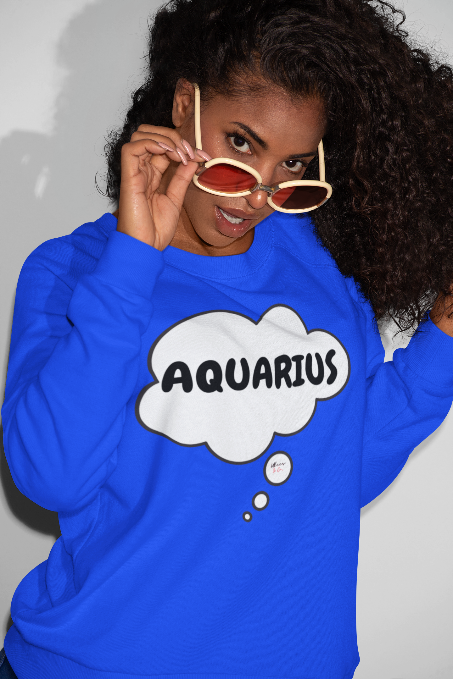 AQUARIUS ZODIAC SIGN IN THOUGHT BUBBLE UNISEX PULLOVER CREWNECK SWEATSHIRT GIFT FOR WOMEN BIRTHDAY AQUARIUS SIGN SWEATSHIRT GIFT FOR MEN HOROSCOPE AQUARIUS SIGN SWEATER