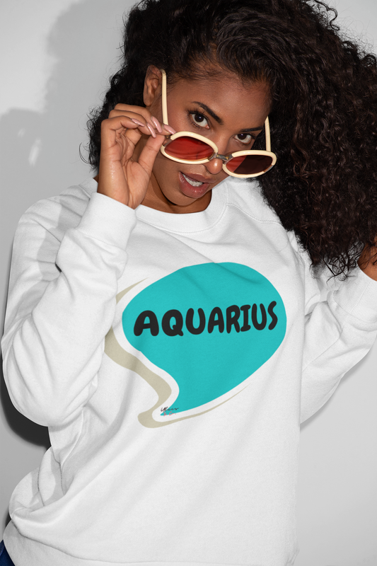 AQUARIUS ZODIAC SIGN IN SPEECH BUBBLE UNISEX CREWNECK PULLOVER SWEATSHIRT AQUARIUS ZODIAC ASTROLOGY HOROSCOPE SWEATSHIRTS AQUARIUS CONSTELLATION GIFT