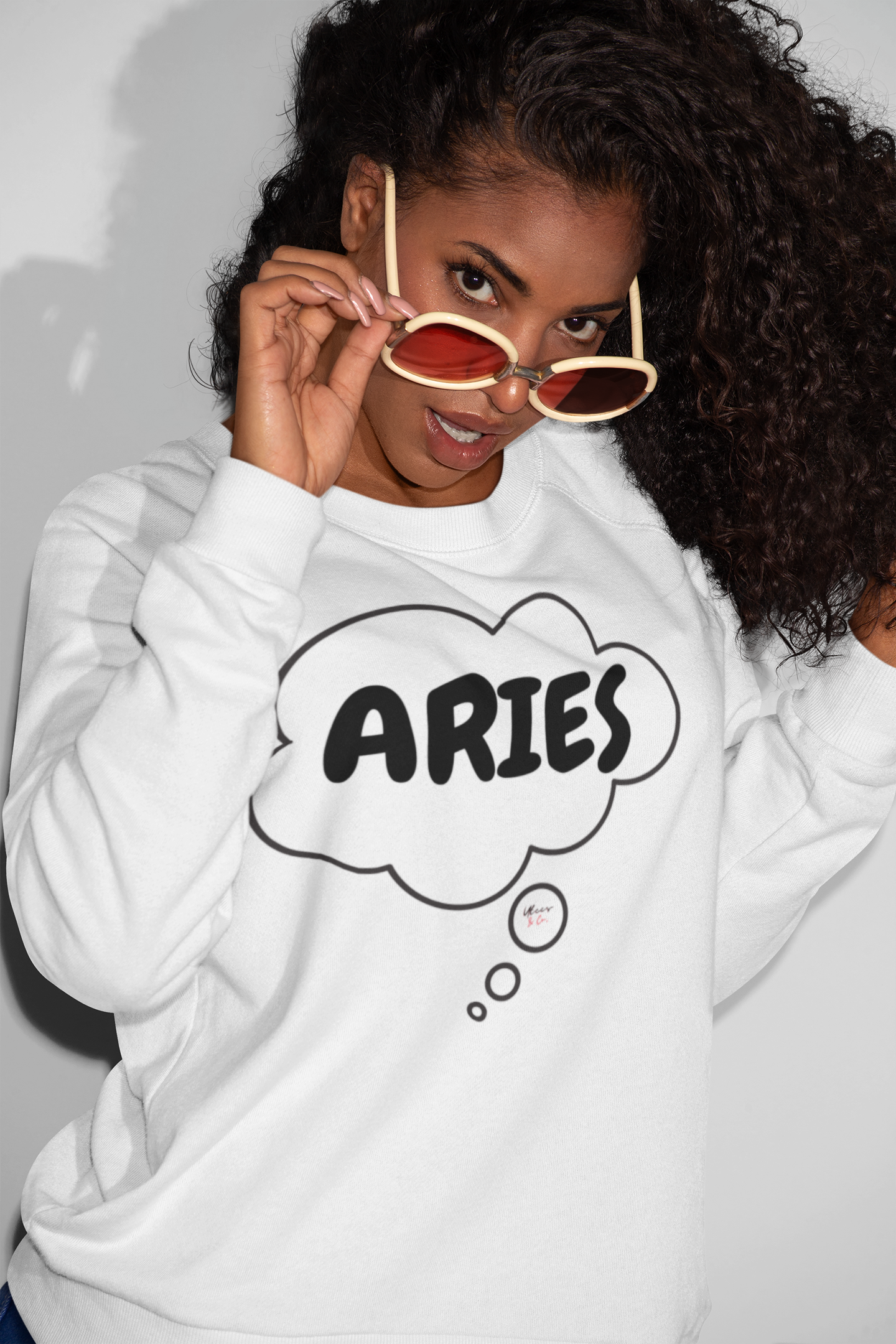 ARIES ZODIAC SIGN IN THOUGHT BUBBLE UNISEX CREWNECK PULLOVER SWEATSHIRT GIFT FOR WOMEN HOROSCOPE ARIES SIGN SWEATERS FOR MEN ASTROLOGY ARIES SIGN SWEATSHIRTS