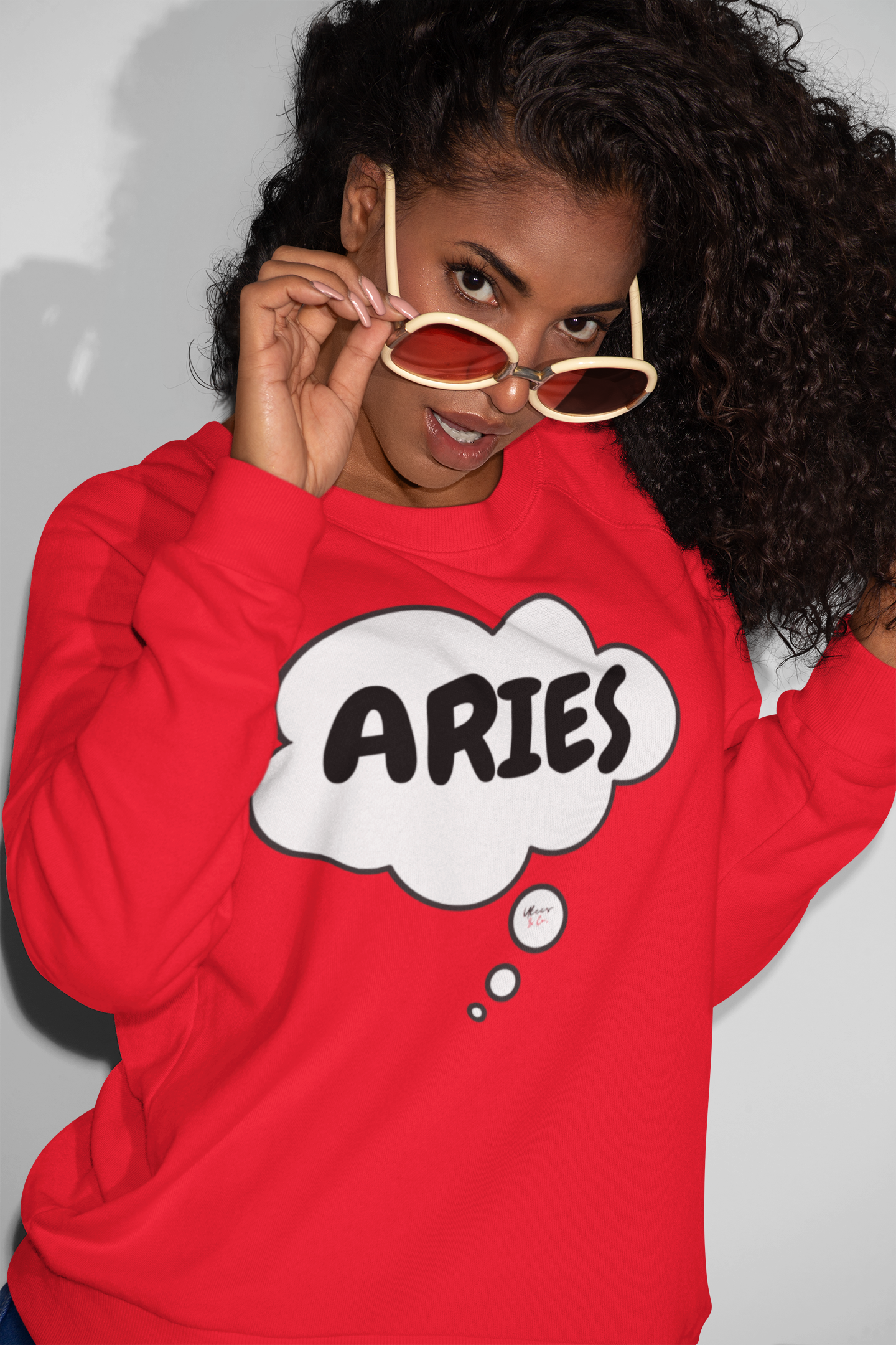 ARIES ZODIAC SIGN IN THOUGHT BUBBLE UNISEX CREWNECK PULLOVER SWEATSHIRT GIFT FOR WOMEN HOROSCOPE ARIES SIGN SWEATERS FOR MEN ASTROLOGY ARIES SIGN SWEATSHIRTS