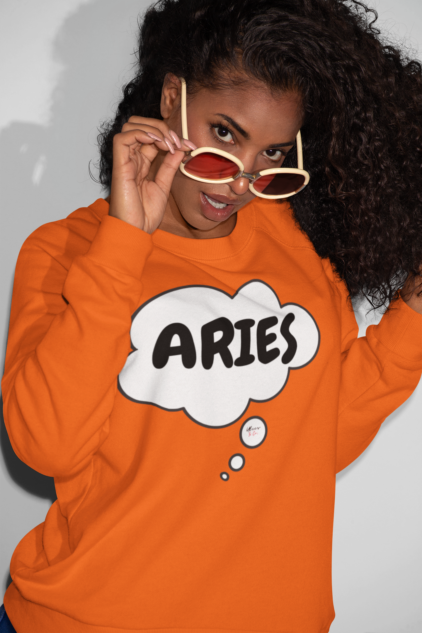 ARIES ZODIAC SIGN IN THOUGHT BUBBLE UNISEX CREWNECK PULLOVER SWEATSHIRT GIFT FOR WOMEN HOROSCOPE ARIES SIGN SWEATERS FOR MEN ASTROLOGY ARIES SIGN SWEATSHIRTS