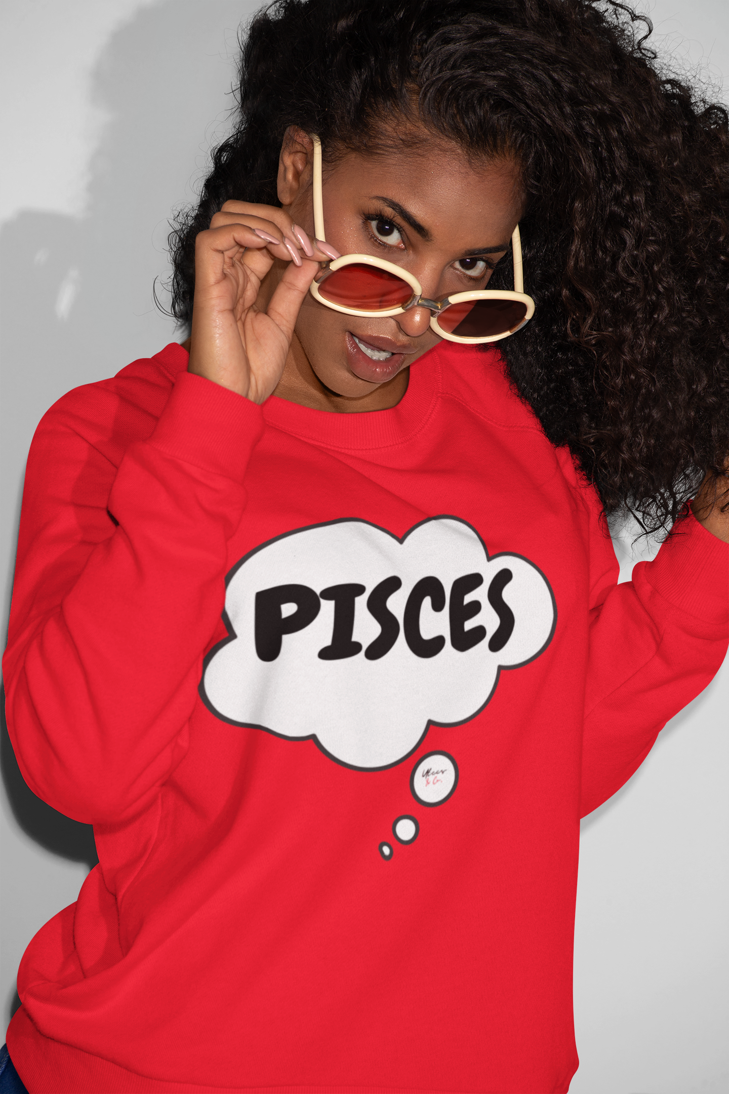 PISCES ZODIAC SIGN IN THOUGHT BUBBLE UNISEX CREWNECK PULLOVER SWEATSHIRT PISCES ZODIAC SIGN TRENDY SWEATERS BIRTHDAY GIFTS PISCES ZODIAC SYMBOLS SWEATSHIRT PISCES ZODIAC SEASON