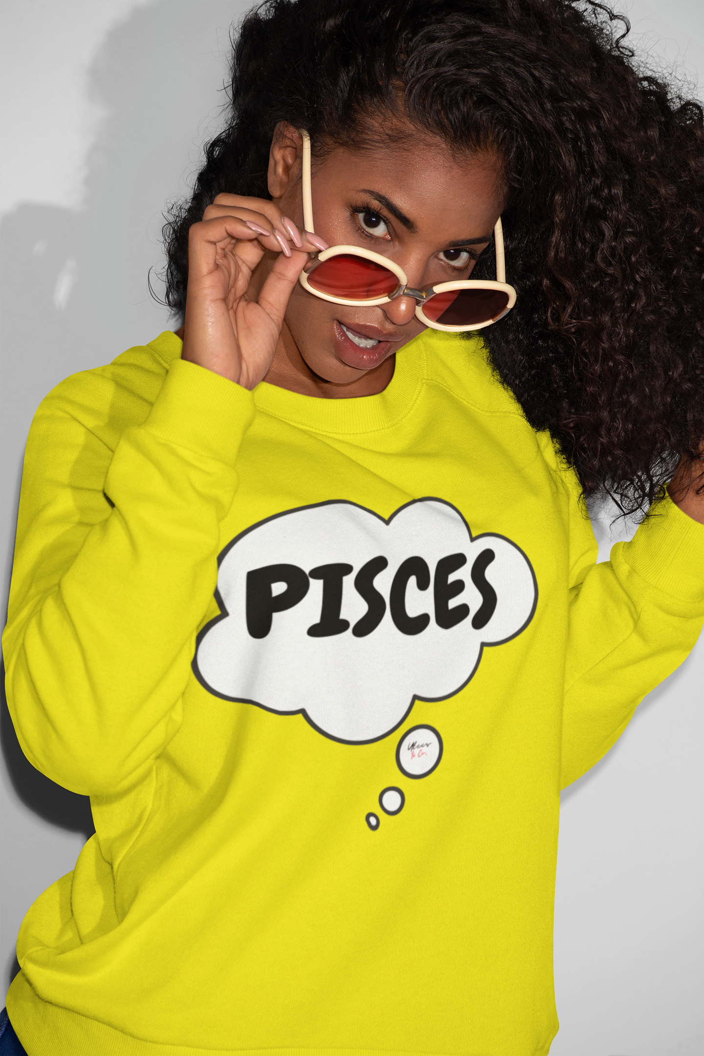 PISCES ZODIAC SIGN IN THOUGHT BUBBLE UNISEX CREWNECK PULLOVER SWEATSHIRT PISCES ZODIAC SIGN TRENDY SWEATERS BIRTHDAY GIFTS PISCES ZODIAC SYMBOLS SWEATSHIRT PISCES ZODIAC SEASON