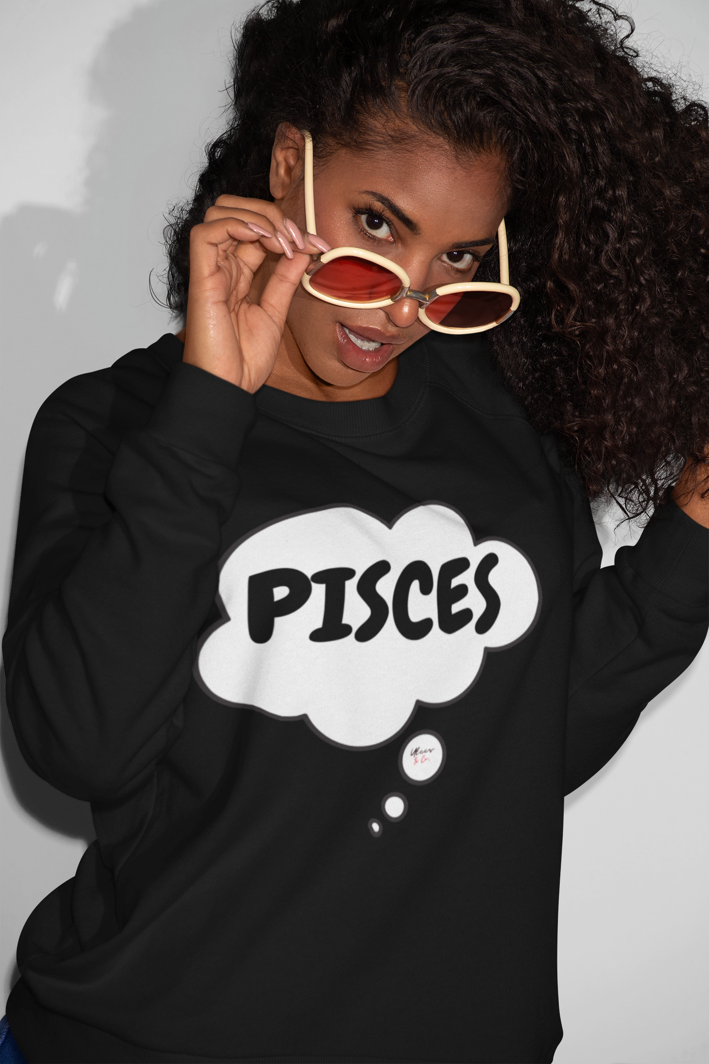 PISCES ZODIAC SIGN IN THOUGHT BUBBLE UNISEX CREWNECK PULLOVER SWEATSHIRT PISCES ZODIAC SIGN TRENDY SWEATERS BIRTHDAY GIFTS PISCES ZODIAC SYMBOLS SWEATSHIRT PISCES ZODIAC SEASON