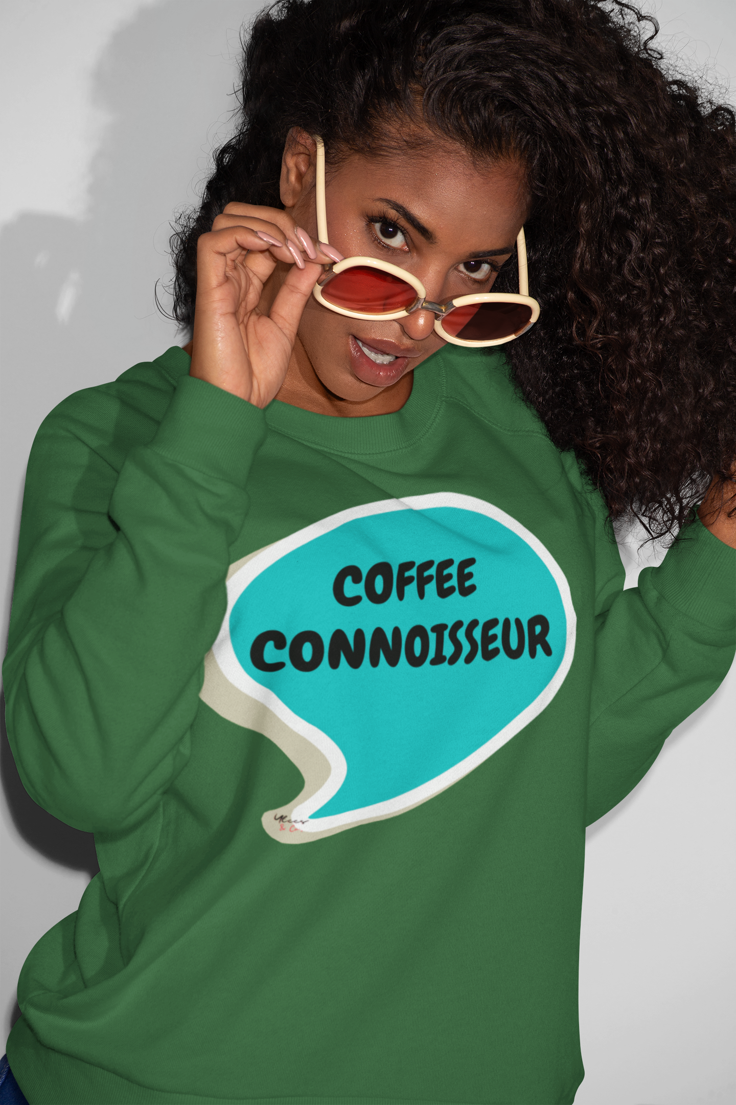 COFFEE CONNOISSEUR SWEATSHIRT IN SPEECH BUBBLE UNISEX PULLOVER CREWNECK SWEATSHIRT FOR COFFEE DRINKERS SWEATSHIRT GIFT FOR COFFEE LOVERS