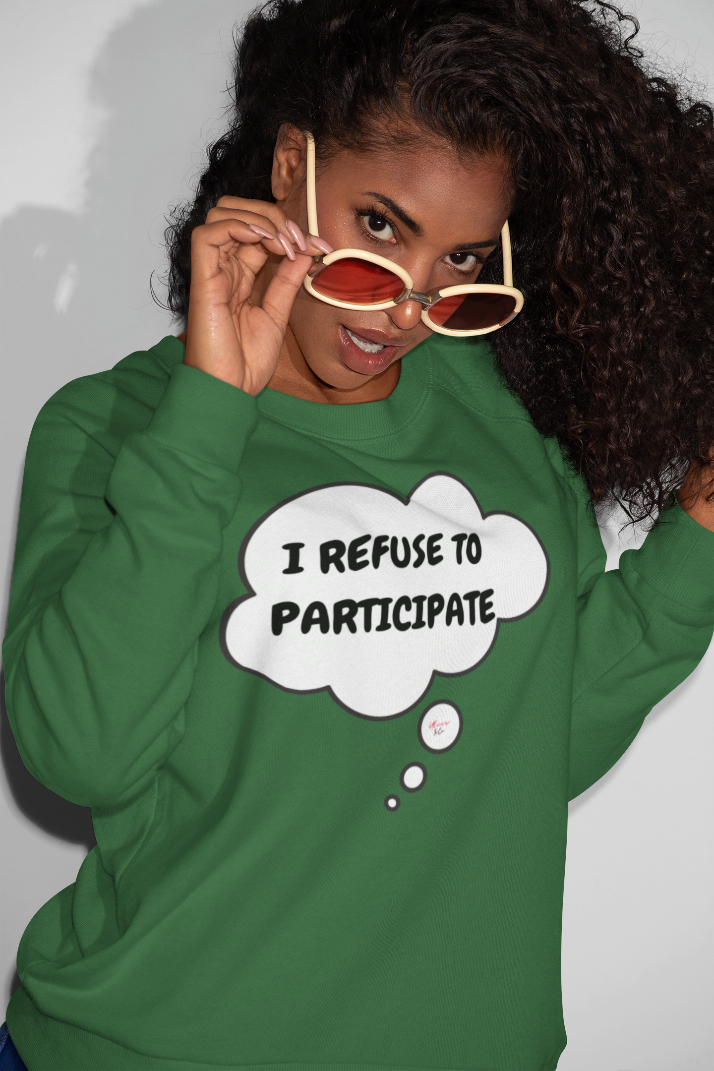 I REFUSE TO PARTICIPATE SWEATSHIRT IN THOUGHT BUBBLE UNISEX PULLOVER CREWNECK SWEATSHIRT FOR MEN GIFT SWEATERS SARCASTIC SAYINGS FOR WOMEN FUNNY SAYING SWEATSHIRTS