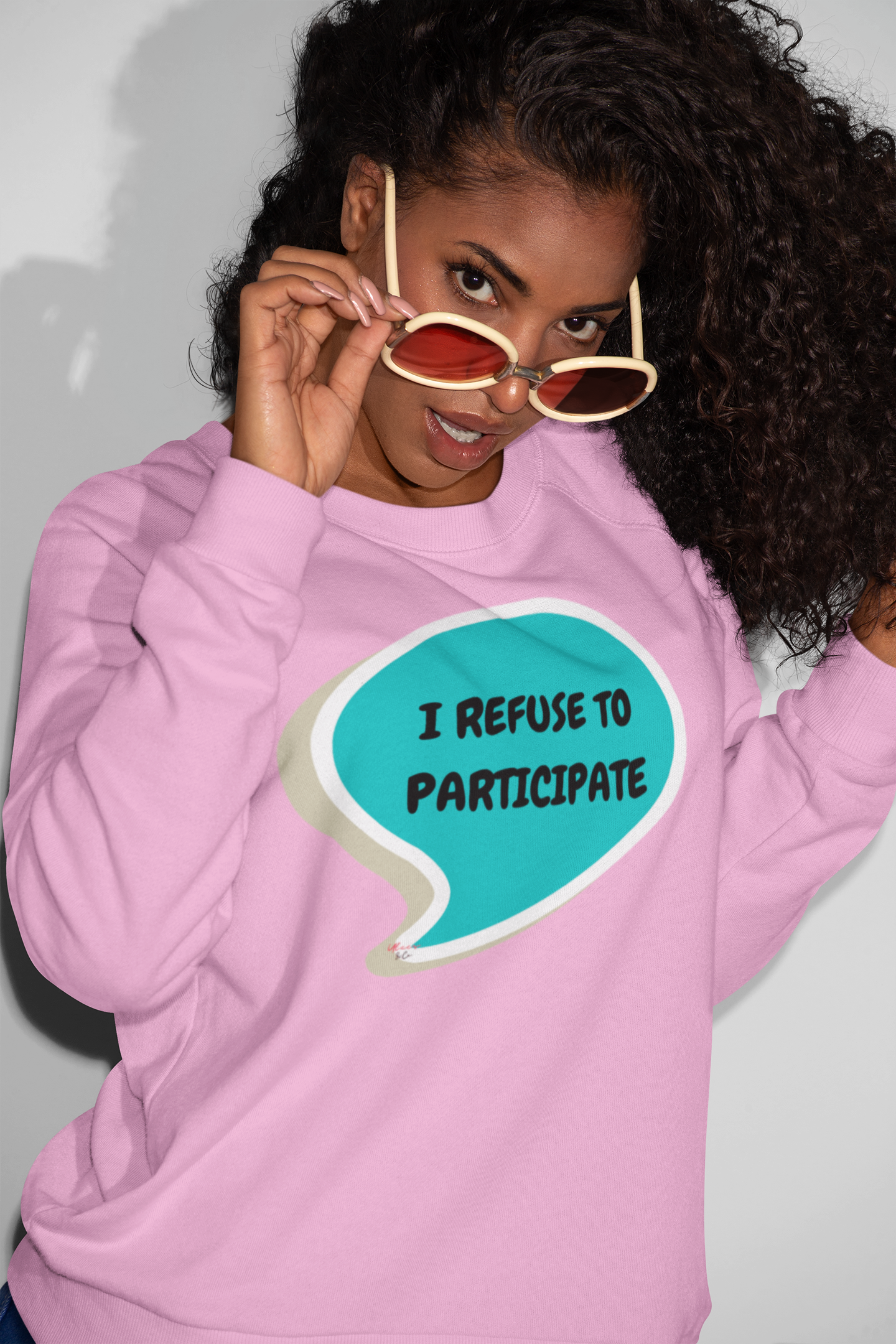 I REFUSE TO PARTICIPATE SWEATSHIRT IN SPEECH BUBBLE PULLOVER UNISEX CREWNECK SWEATSHIRT FOR MEN GIFT FOR WOMEN SARCASTIC SAYINGS SWEATER