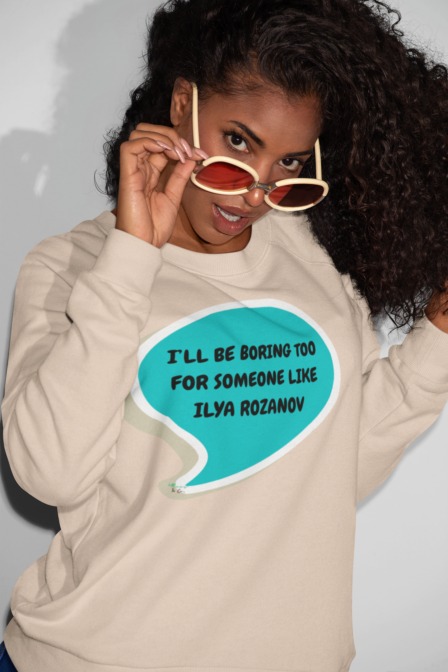I'LL BE BORING TOO FOR SOMEONE LIKE ILYA ROZANOV SWEATSHIRT IN SPEECH BUBBLE GRAPHIC UNISEX CREWNECK PULLOVER SWEATSHIRT HEATED RIVALRY SWEATER FOR WOMEN SWEATSHIRTS FOR MEN HOCKEY PLAYERS GIFT IDEAS JERSEY NUMBER T-SHIRT HOCKEY ROMANCE