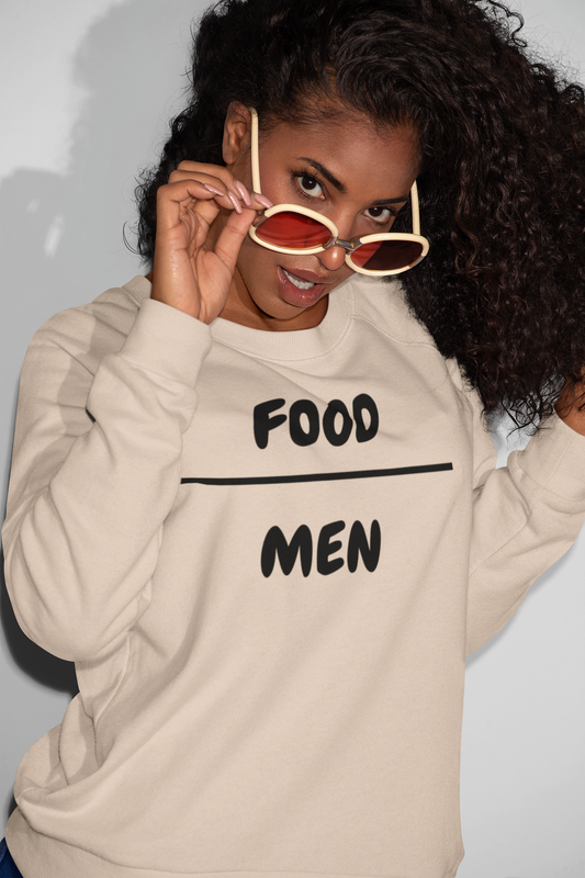 FOOD OVER MEN SWEATSHIRT IN TEXT ONLY GRAPHIC UNISEX CREWNECK PULLOVER SWEATSHIRT FUNNY SAYINGS FOODIE SWEATSHIRTS SWEATER SARCASTIC SAYINGS SWEATSHIRTS FOR WOMEN SWEATSHIRTS FOR MEN GIFT IDEAS