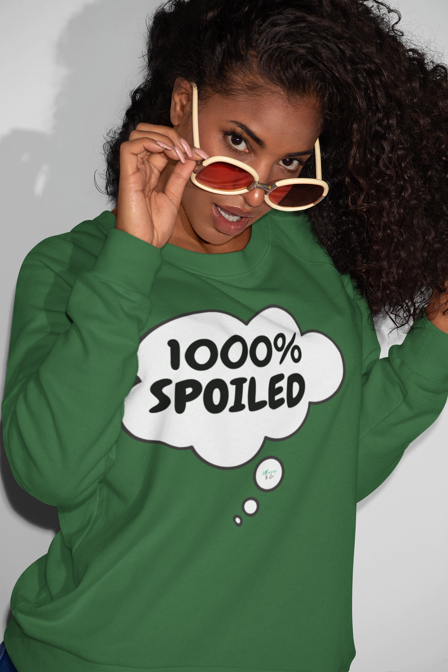 1000% SPOILED SWEATSHIRT IN IN THOUGHT BUBBLE GRAPHIC UNISEX CREWNECK PULLOVER SWEATSHIRT FUNNY SAYINGS SWEATER SWEATSHIRTS SARCASTIC SAYINGS SWEATSHIRTS FOR WOMEN SWEATSHIRTS FOR MEN GIFT IDEAS