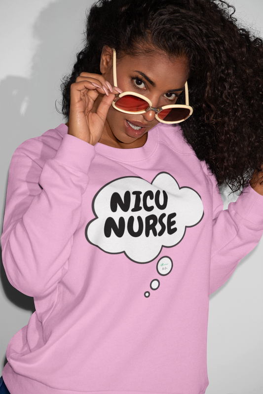 NICU NURSE SWEATSHIRT IN THOUGHT BUBBLE GRAPHIC UNISEX CREWNECK NURSING JOB PULLOVER SWEATSHIRT NURSING SWEATER OCCUPATION SWEATSHIRTS FOR WOMEN SWEATSHIRTS FOR MEN GIFT IDEAS JOB SWEEATSHIRT