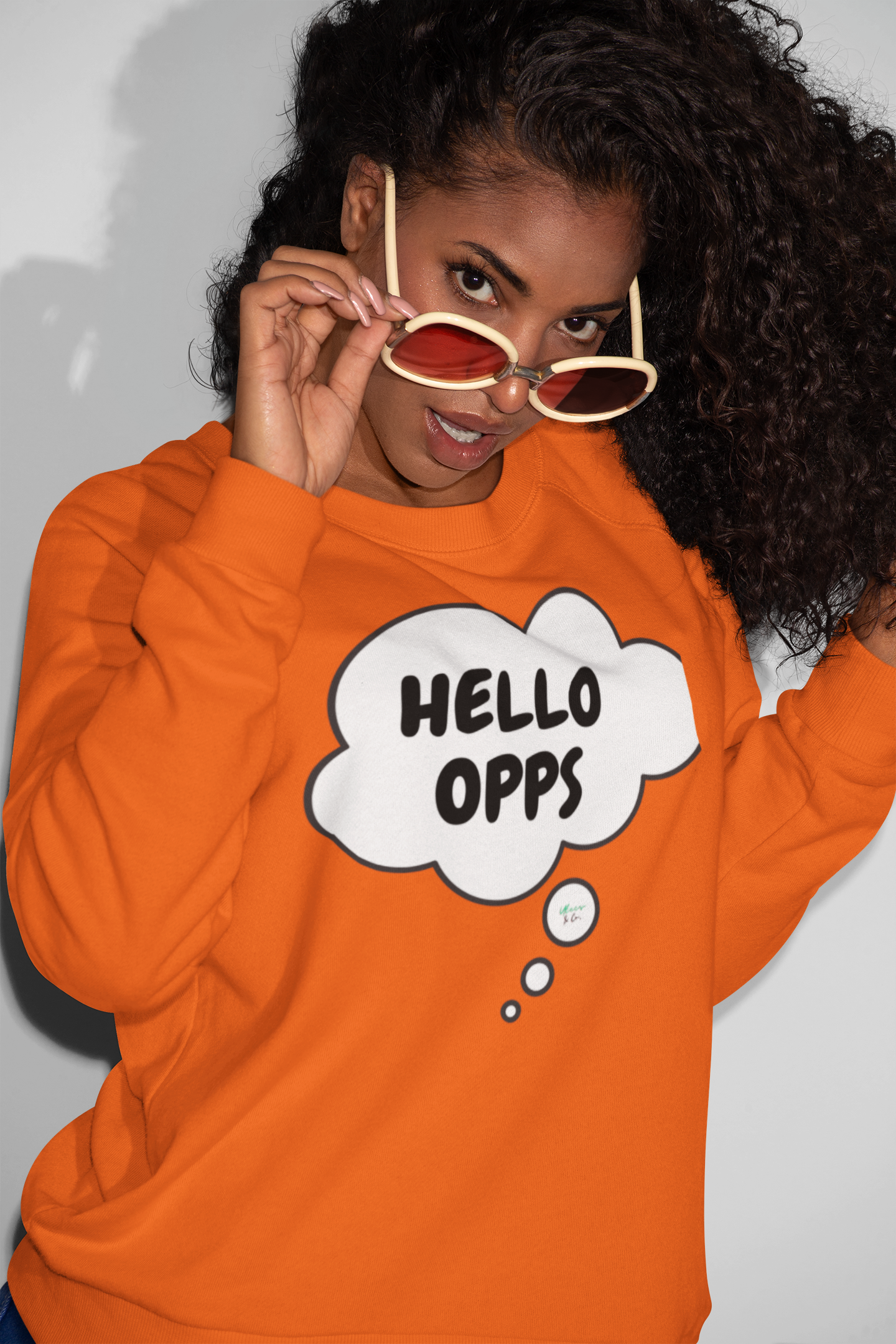 HELLO OPPS OPPONENTS TEES TSHIRTS TO ADDRESS HATERS IN PULLOVER CREWNECK SWEATSHIRT THOUGHT BUBBLE DESIGN UNIQUE GRAPHIC UNISEX SWEATER STREETWEAR FASHION BIRTHDAY GIFTS FOR WOMEN GIFT FOR MEN