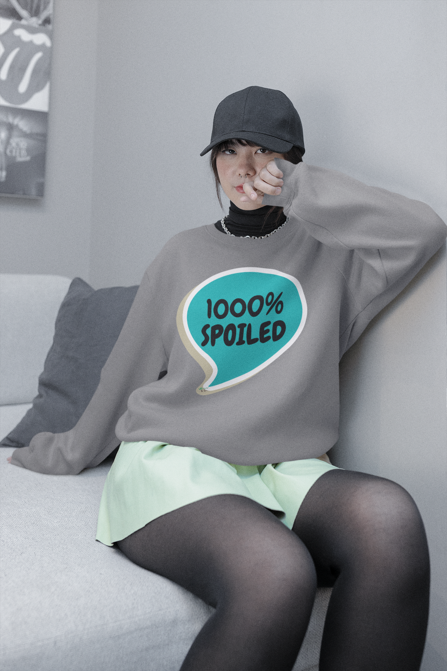 1000% SPOILED SWEATSHIRT IN SPEECH BUBBLE GRAPHIC UNISEX CREWNECK PULLOVER SWEATSHIRT FUNNY SAYINGS SWEATSHIRTS SWEATER SARCASTIC SAYINGS SWEATSHIRTS FOR WOMEN SWEATSHIRTS FOR MEN GIFT IDEAS