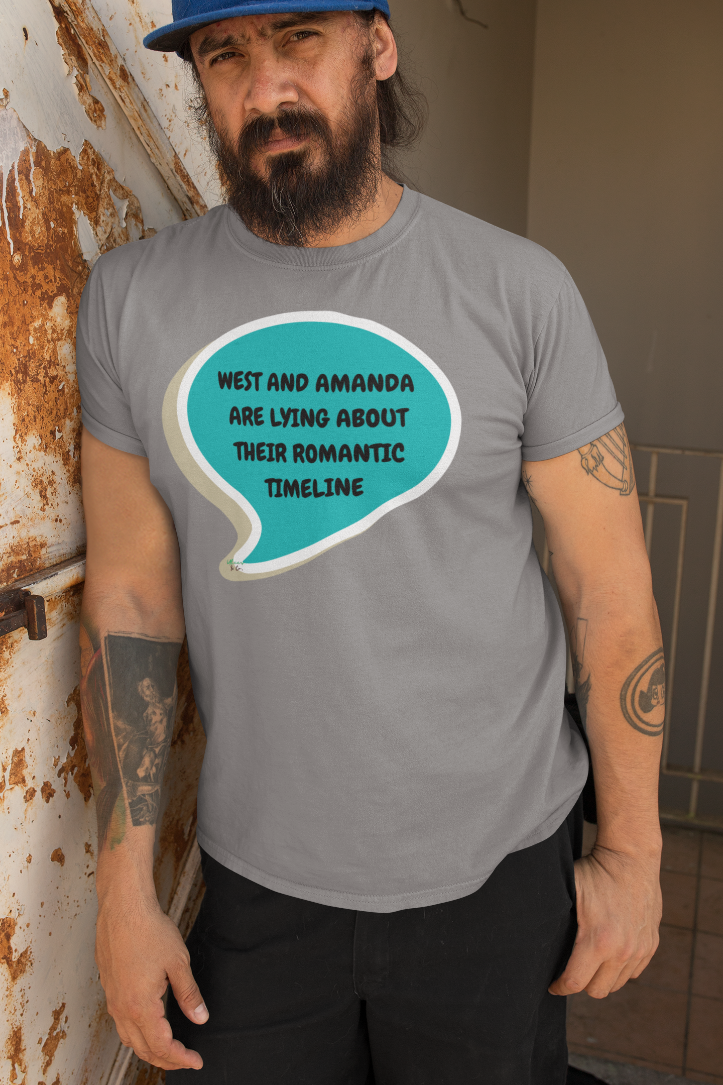 WEST AND AMANDA ARE LYING ABOUT THEIR ROMANTIC TIMELINE T-SHIRT SUMMER HOUSE INSPIRED TEES IN SPEECH BUBBLE BRAVO DRAMA TEE SHIRTS UNIQUE GRAPHIC UNISEX T-SHIRTS GIFT FOR CIARA MILLER AMANDA BATULA WEST WILSON MEN GIFT FOR WOMEN TEE FOR MEN