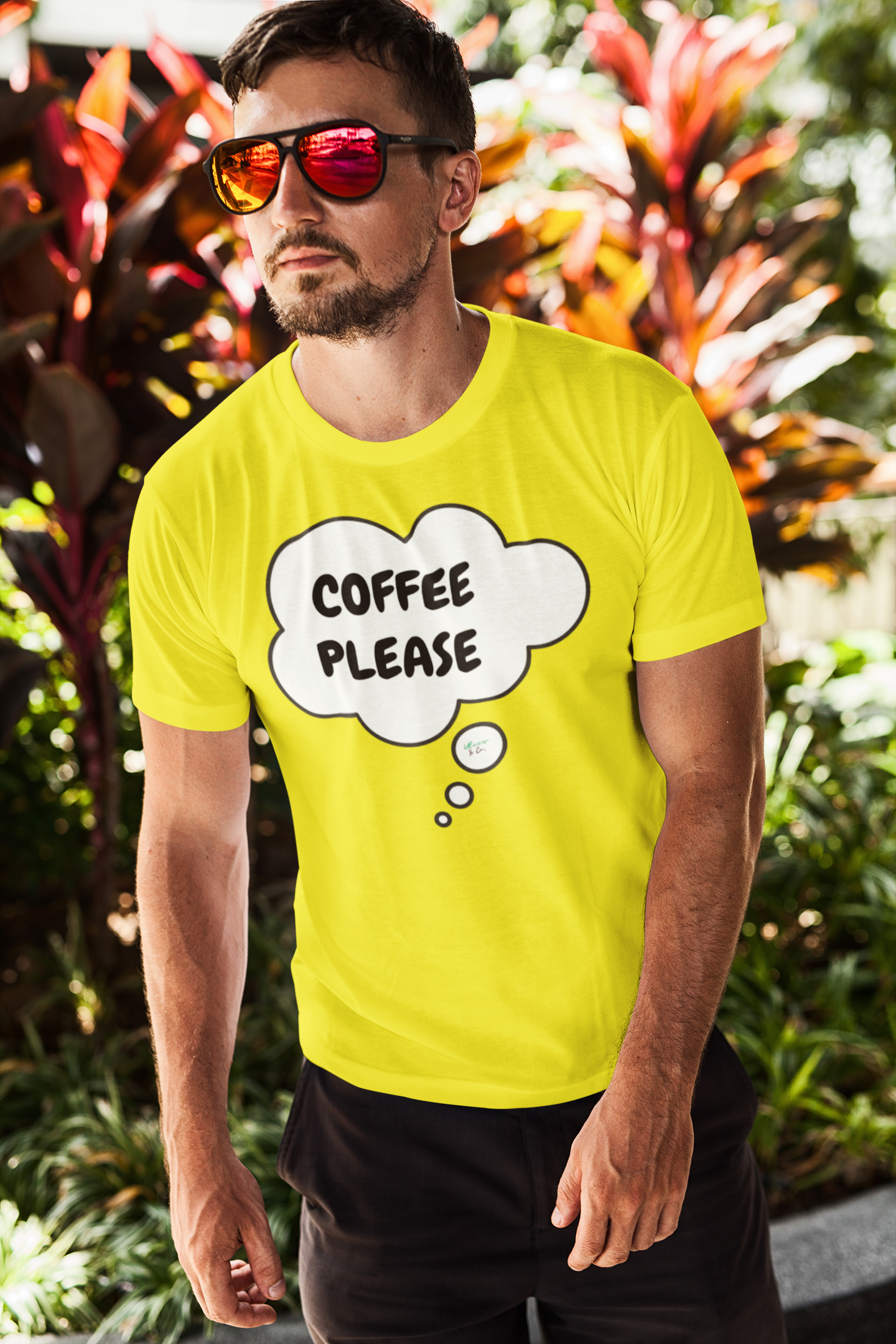COFFEE DRINKER T-SHIRT FOR COFFEE LOVER COFFEE PLEASE IN GRAPHIC UNISEX T-SHIRT BIRTHDAY GIFT FOR CAFFINE LOVER TEES FOR FATHER'S DAY COFFEE GIFT THOUGHT BUBBLE UNIQUE GIFTS FOR MOTHER'S DAY