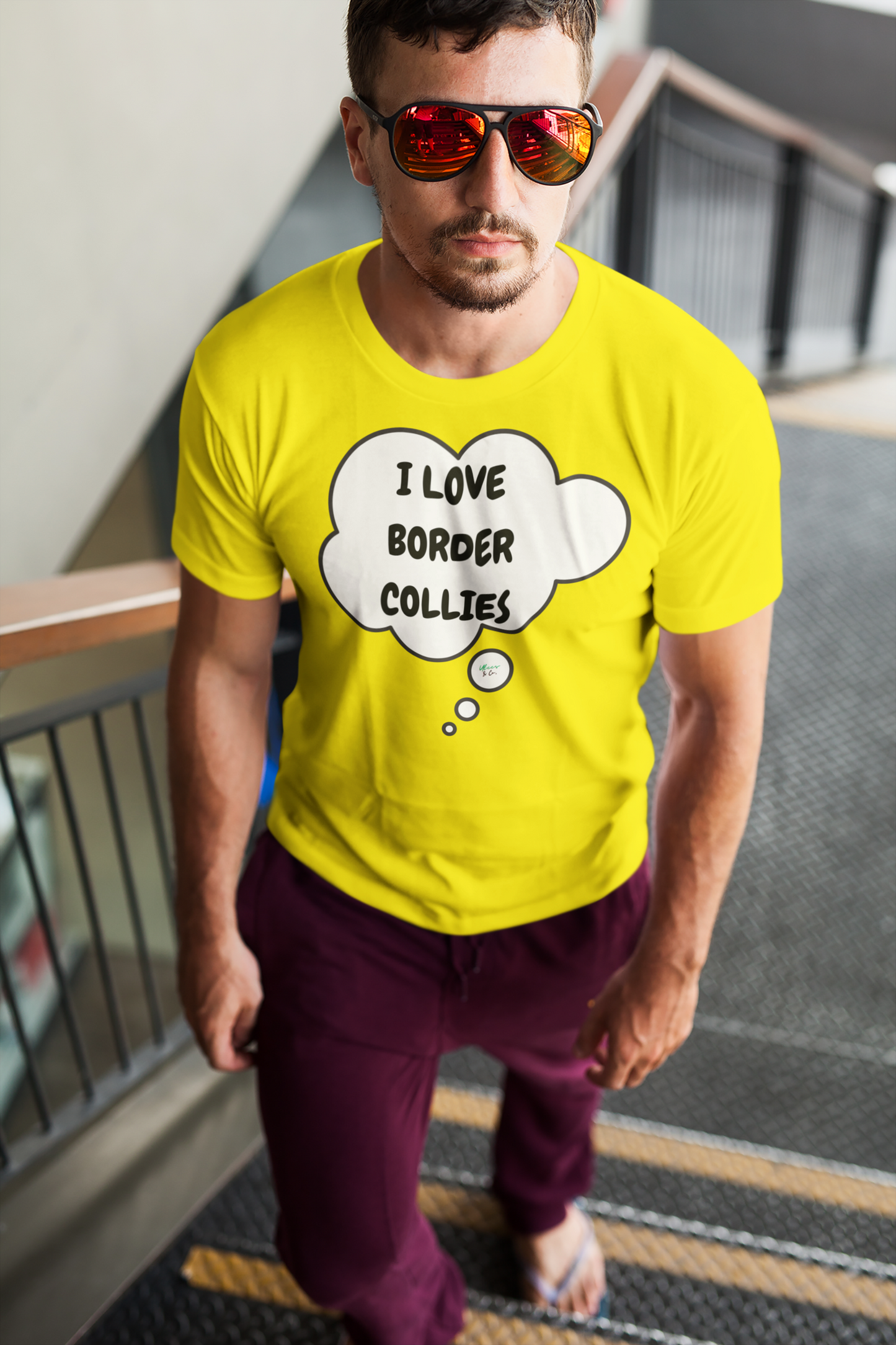 I LOVE BORDER COLLIES T-SHIRT UNIQUE GRAPHIC UNISEX THOUGHT BUBBLE DESIGN SHIRT STREETWEAR FASHION PET GIFTS DOG MOM TEE SHIRTS FOR WOMEN DOG DAD GIFT FOR MEN CLOTHING BRAND PET PARENTS