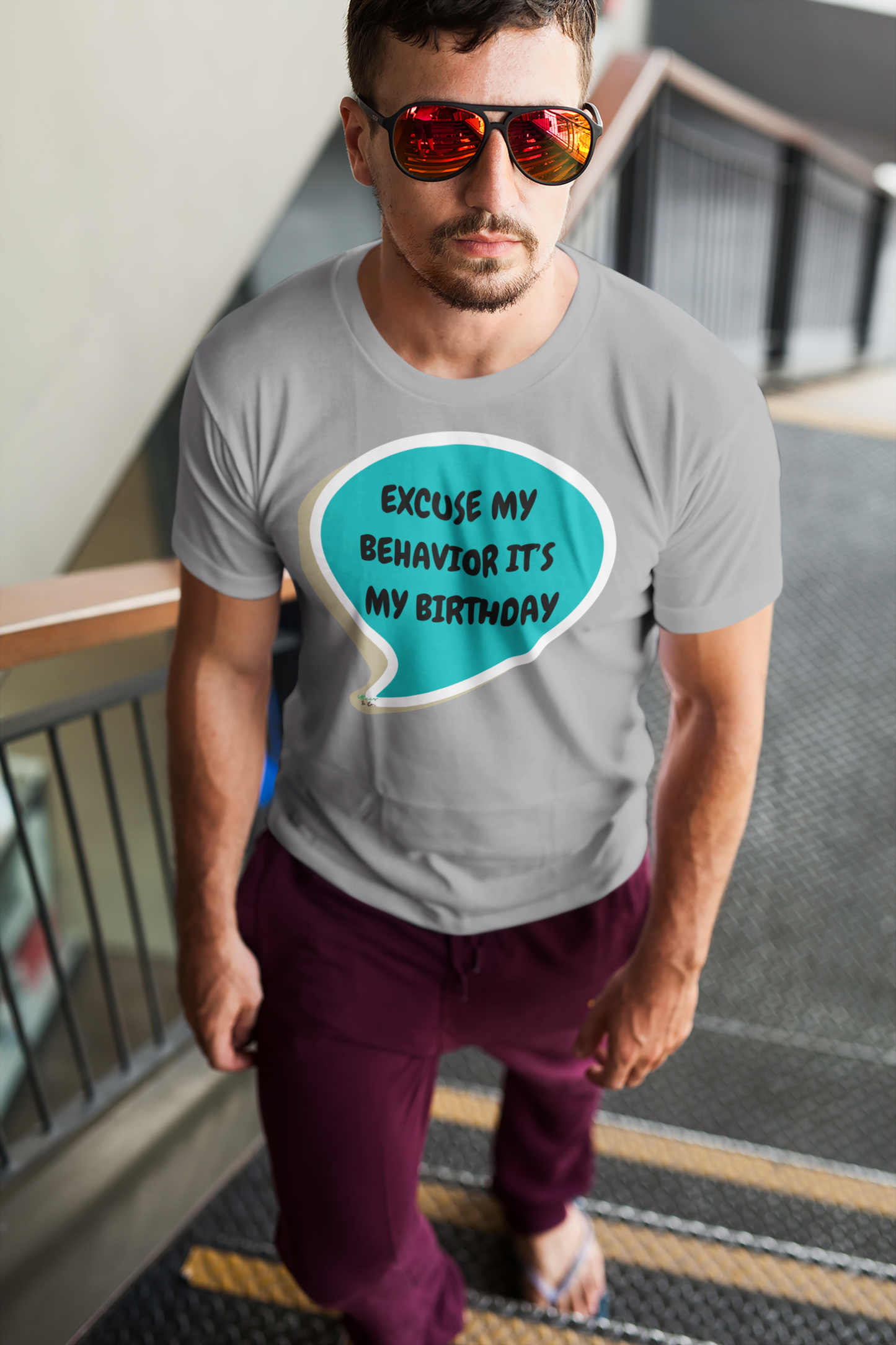 EXCUSE MY BEHAVIOR IT'S MY BIRTHDAY T-SHIRT IN SPEECH BUBBLE UNISEX T SHIRT FOR GIFT CELEBRATING YOUR OR A FRIEND'S BIRTHDAY FOR MEN AND WOMEN