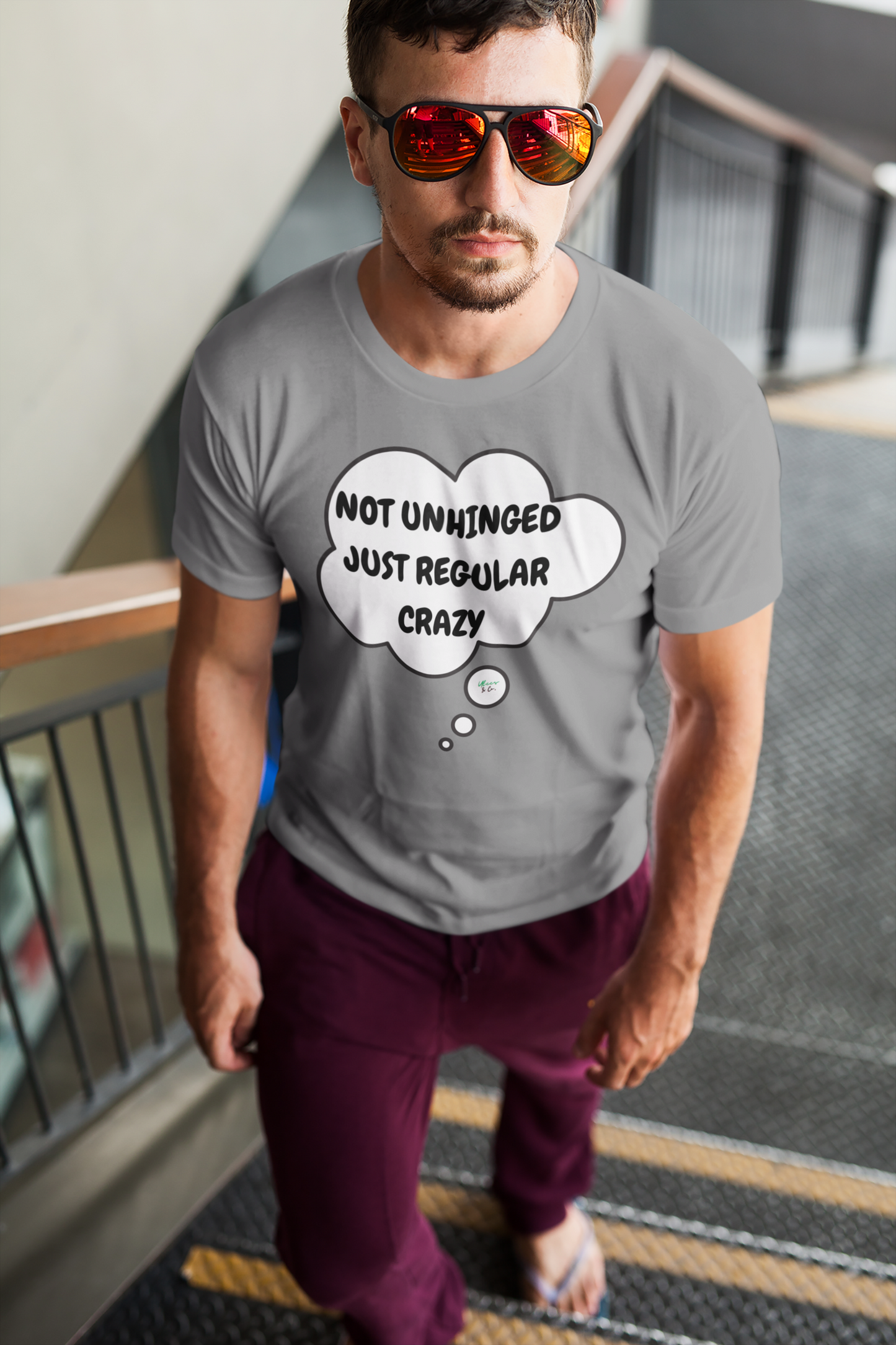 NOT UNHINGED JUST REGULAR CRAZY T-SHIRT IN THOUGHT BUBBLE UNISEX TSHIRT FUNNY SAYINGS T SHIRT SARCASTIC SAYINGS T-SHIRT SARCASM TEES